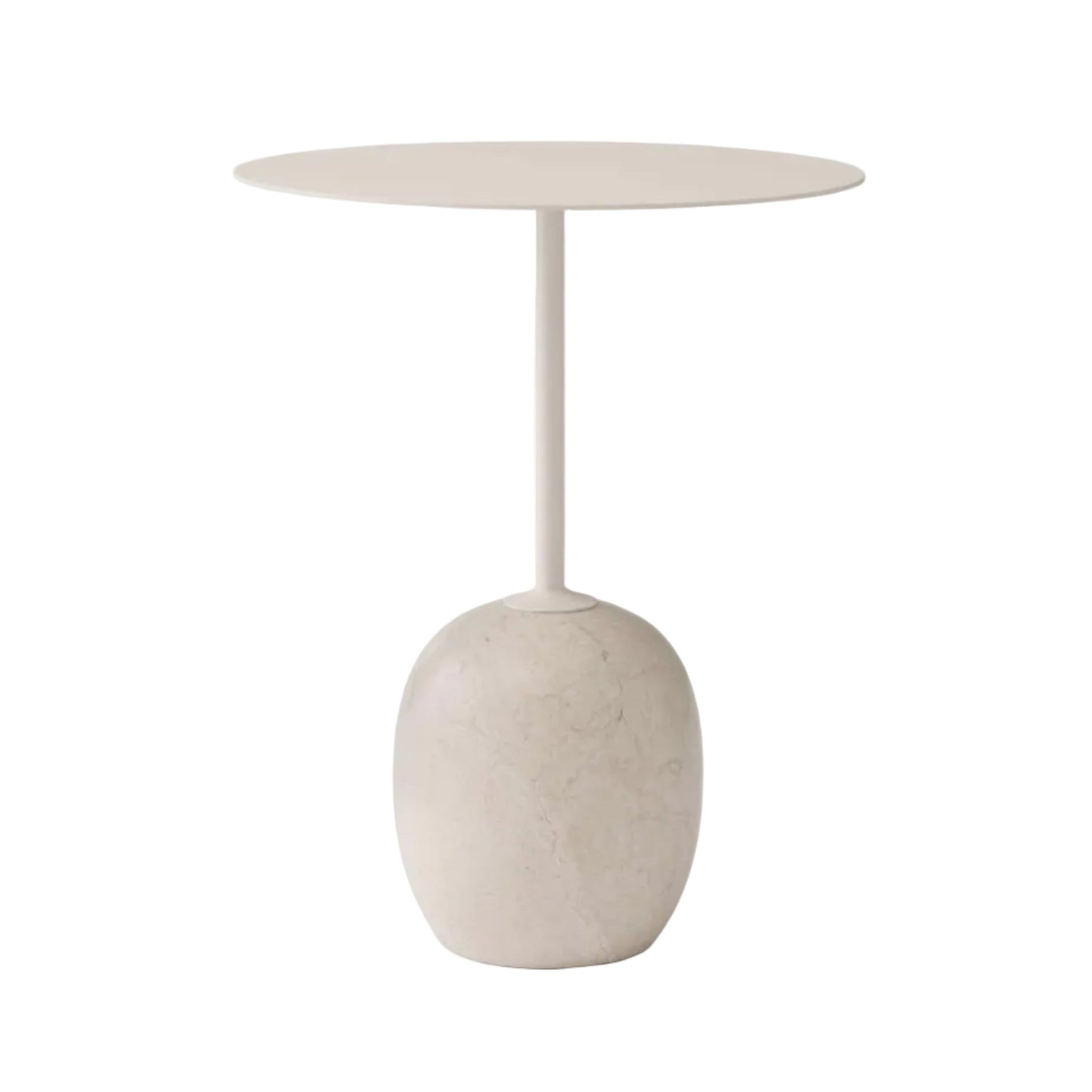 Bijzettafel LATO crème blad met beige marmeren basis