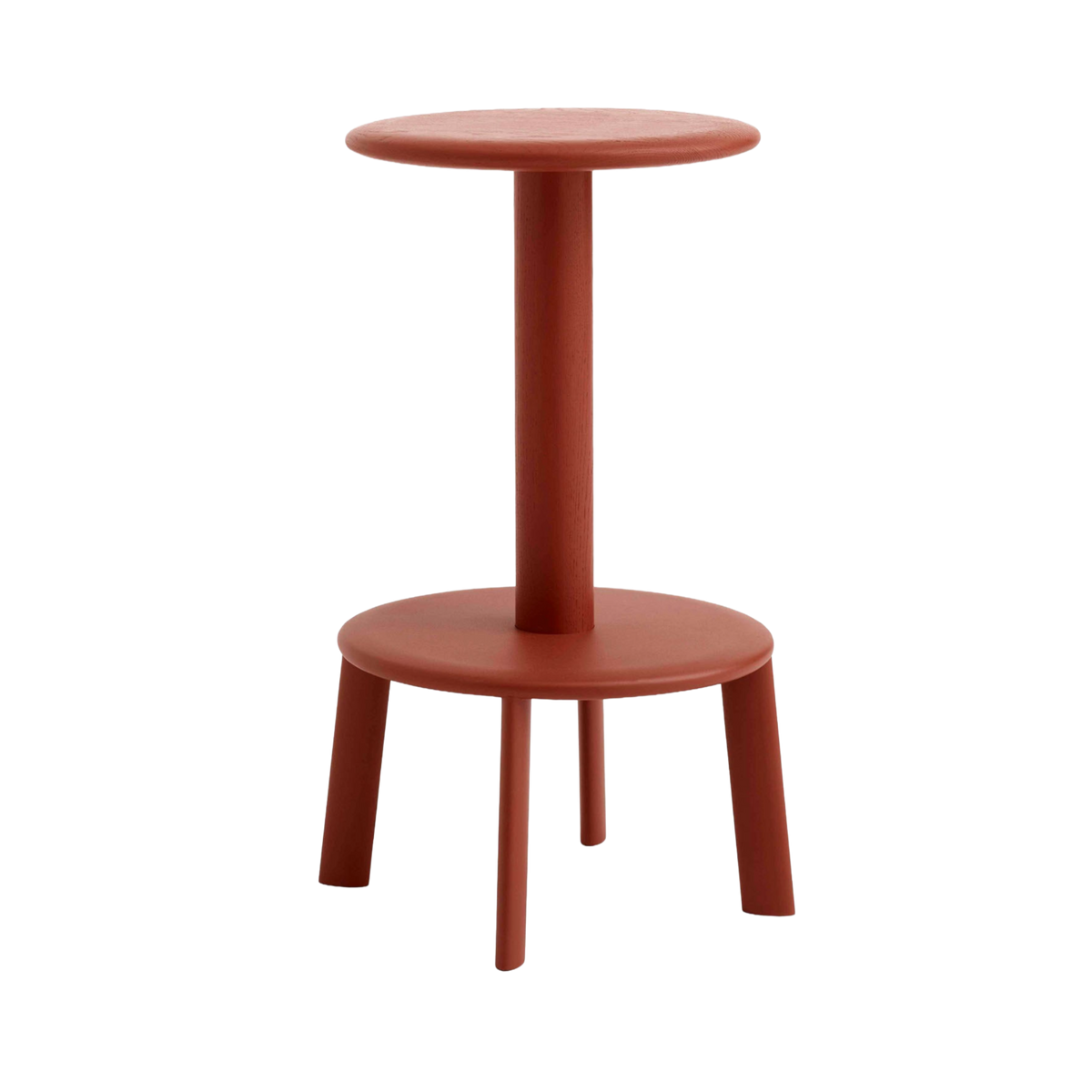 Hocker MASSIF rood gelakt eiken met stalen basis