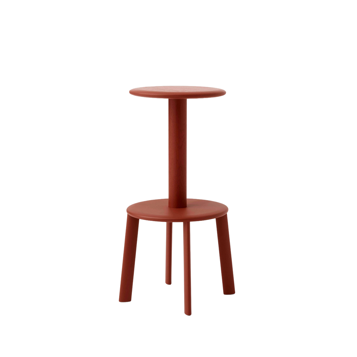 Hocker MASSIF rood gelakt eiken met stalen basis