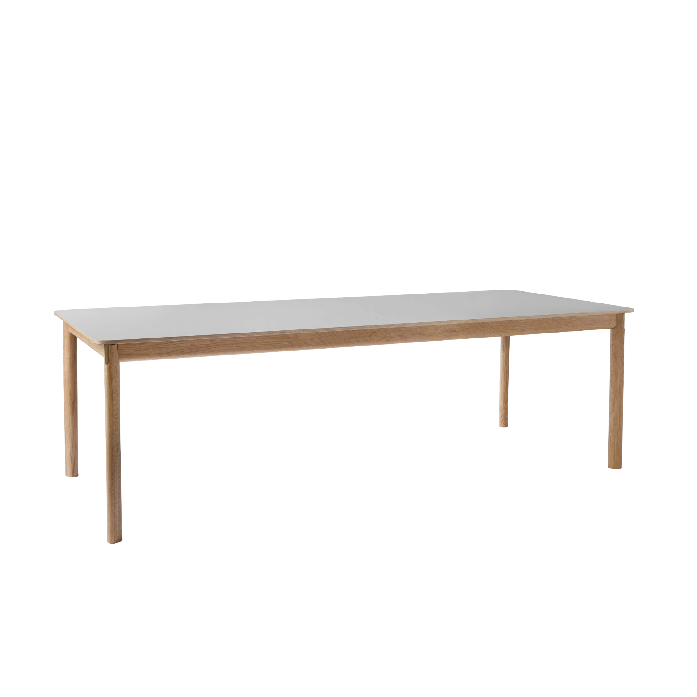 Uitschuifbare tafel PATCH beige gelamineerd blad met eiken basis
