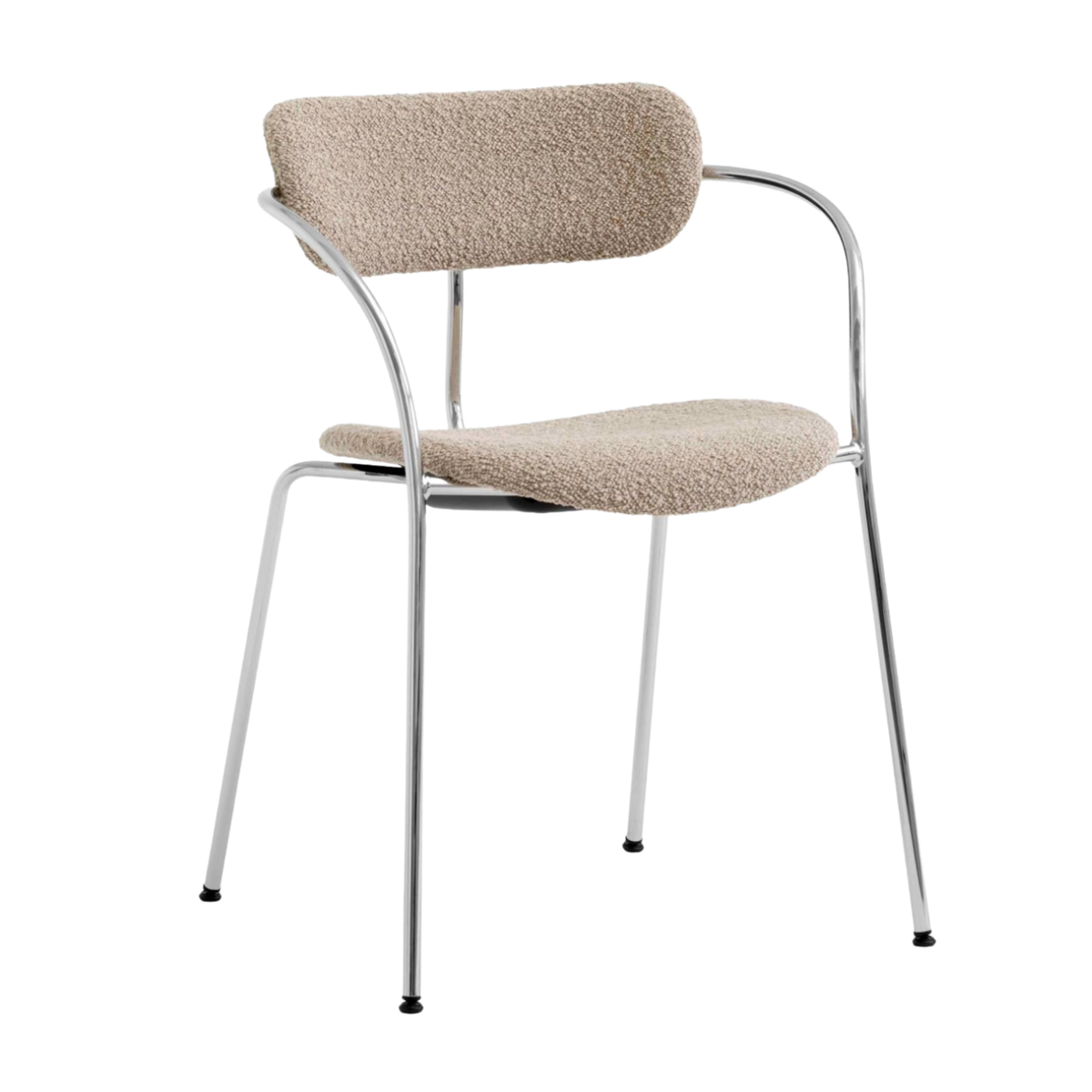 PAVILION AV13 fauteuil met armleuningen, gestoffeerd met een verchroomde basis