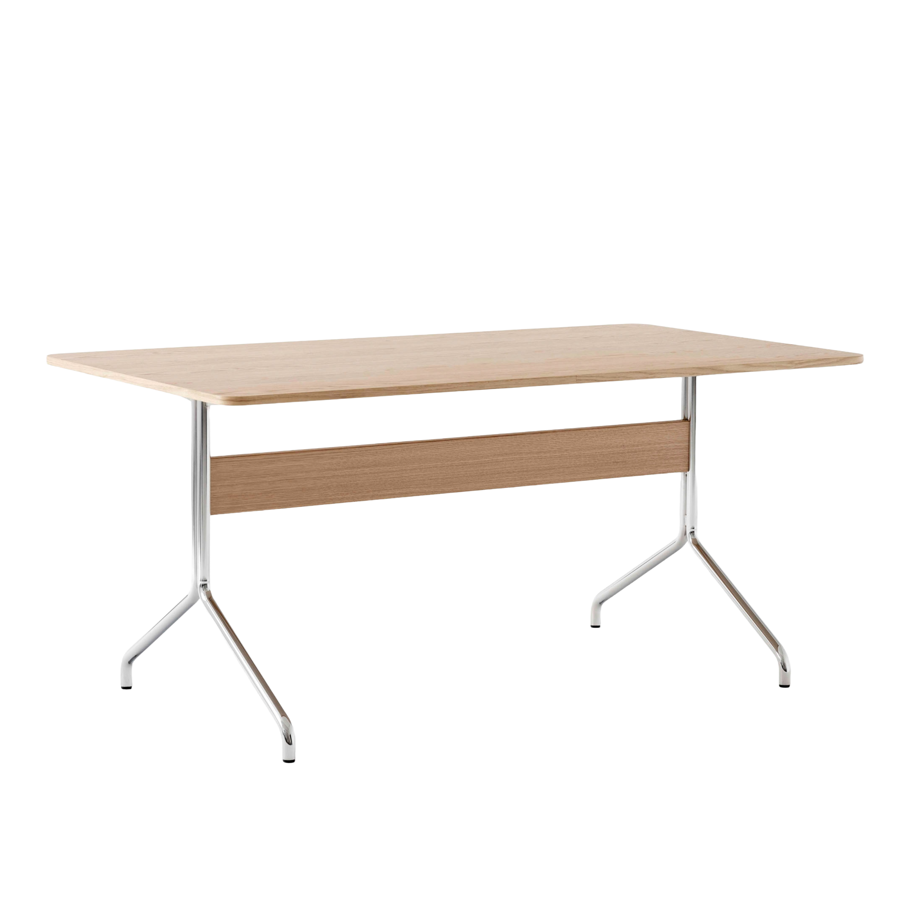 Gecoate eiken PAVILION tafel met verchroomde basis