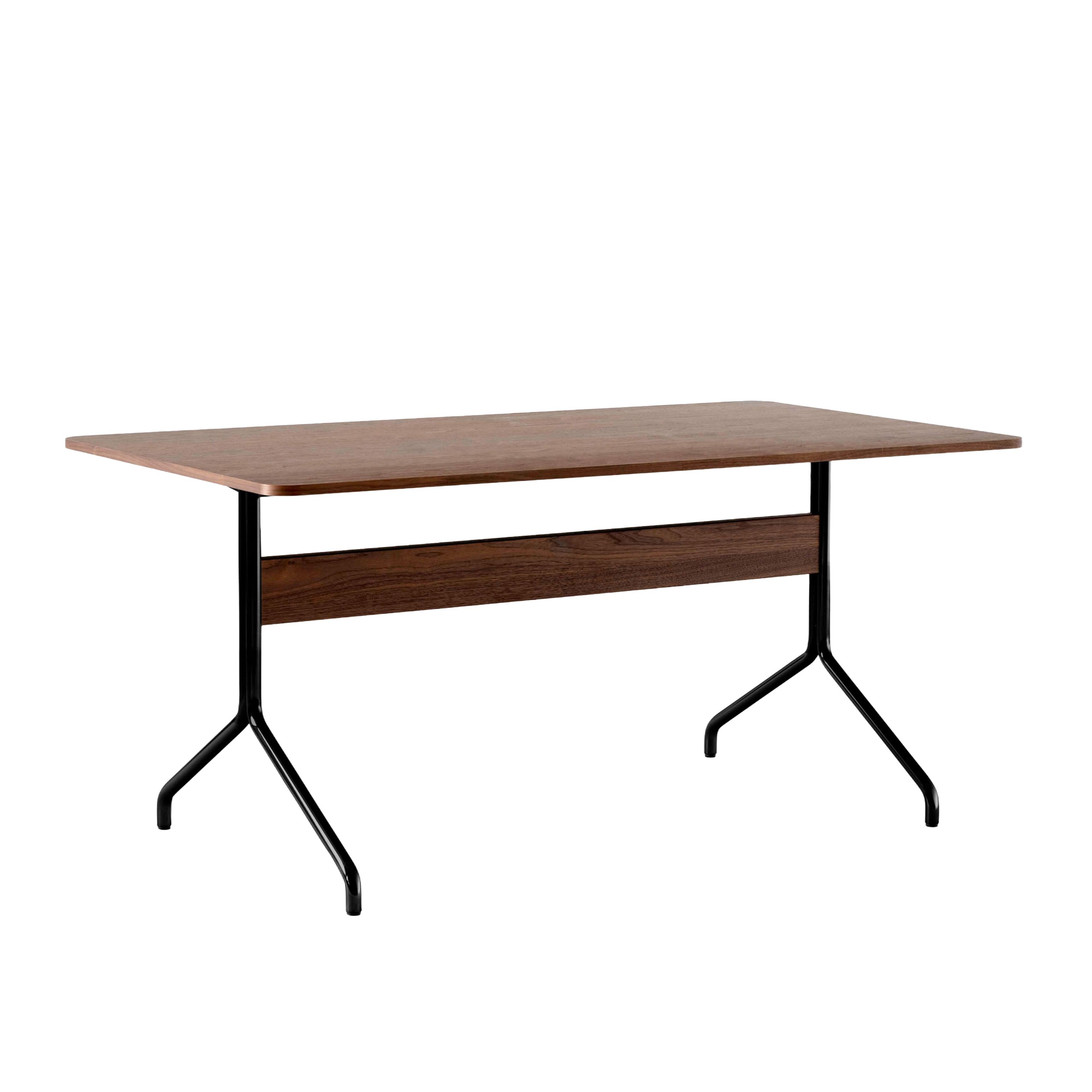Gecoate PAVILION tafel in notenhout met een zwarte basis