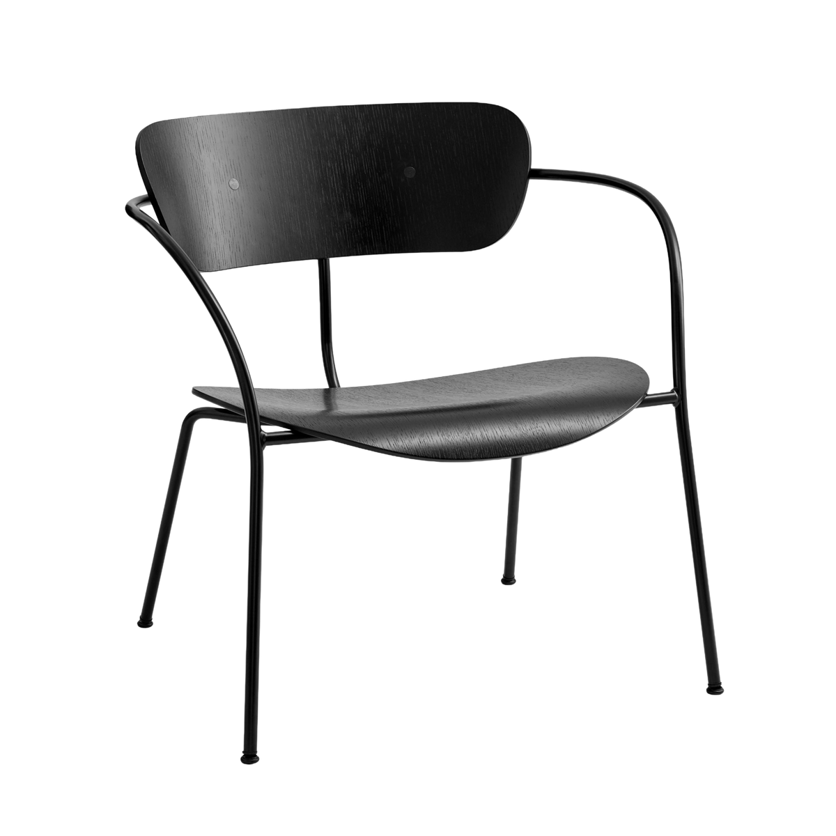 Fauteuil met armleuningen PAVILION AV5 zwart gelakt eiken met zwarte basis