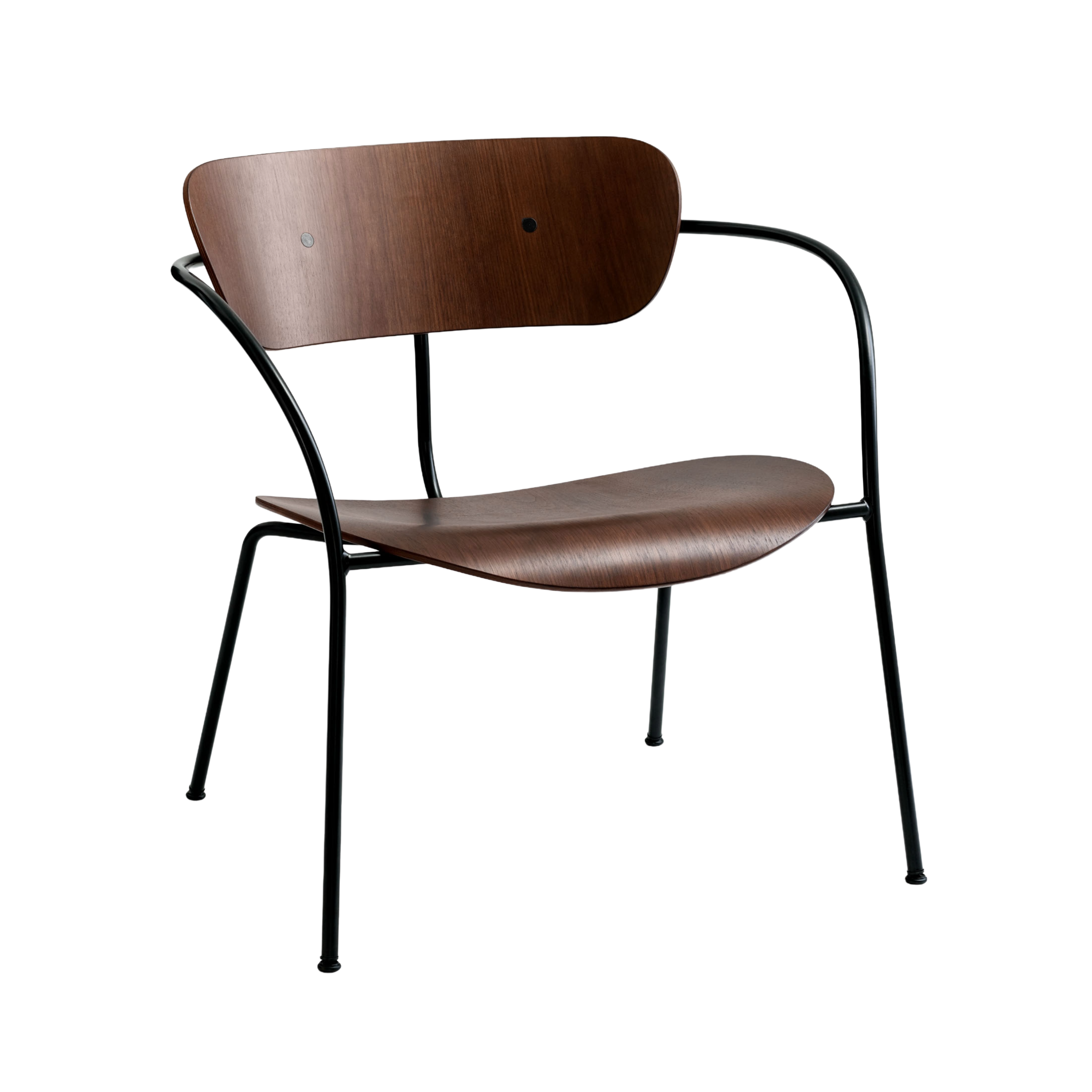 Fauteuil met armleuningen PAVILION AV5 gelakt notenhout met zwarte basis