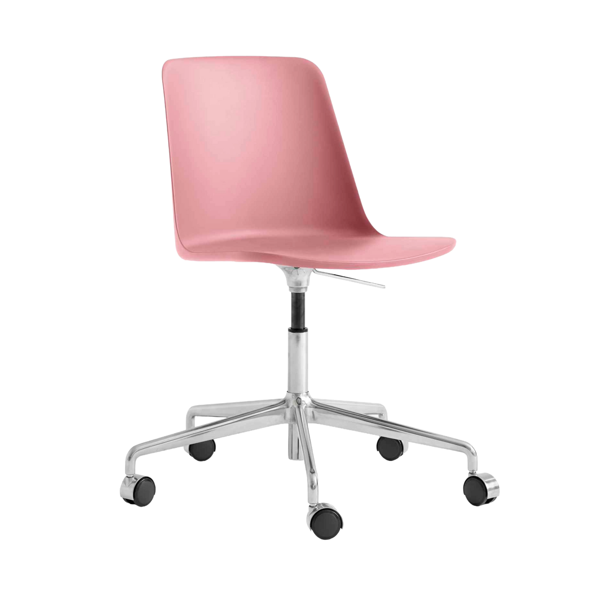 Bureau stoel RELY HW28 lichtroze met een aluminium basis op wielen
