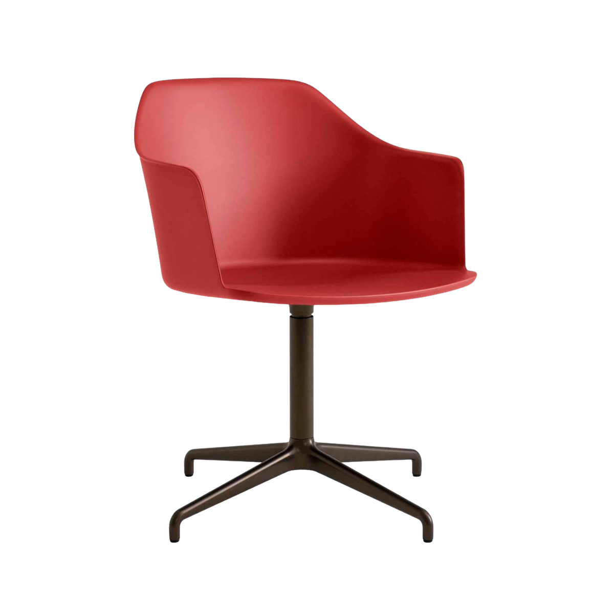 Bureau stoel RELY HW38 rood met een bruine aluminium basis