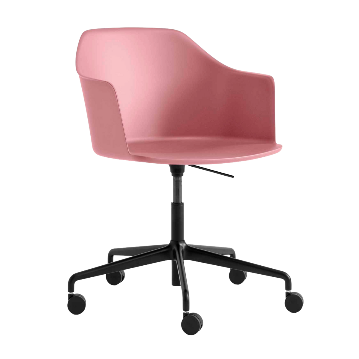Bureau stoel RELY HW53 lichtroze met zwarte aluminium basis