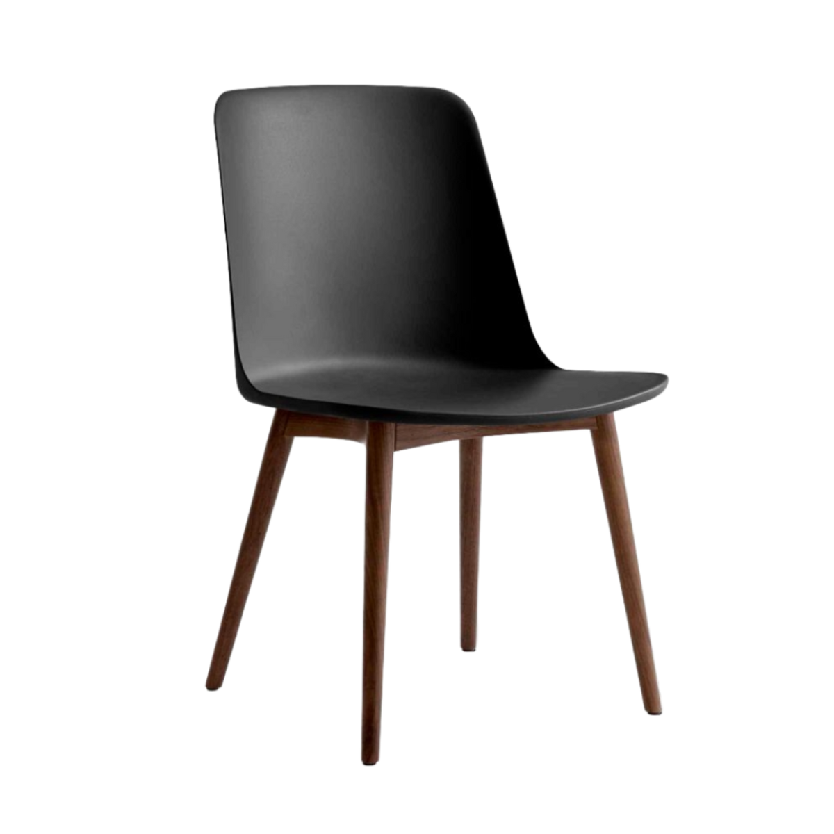 Stoel RELY HW71 zwart met notenhouten basis