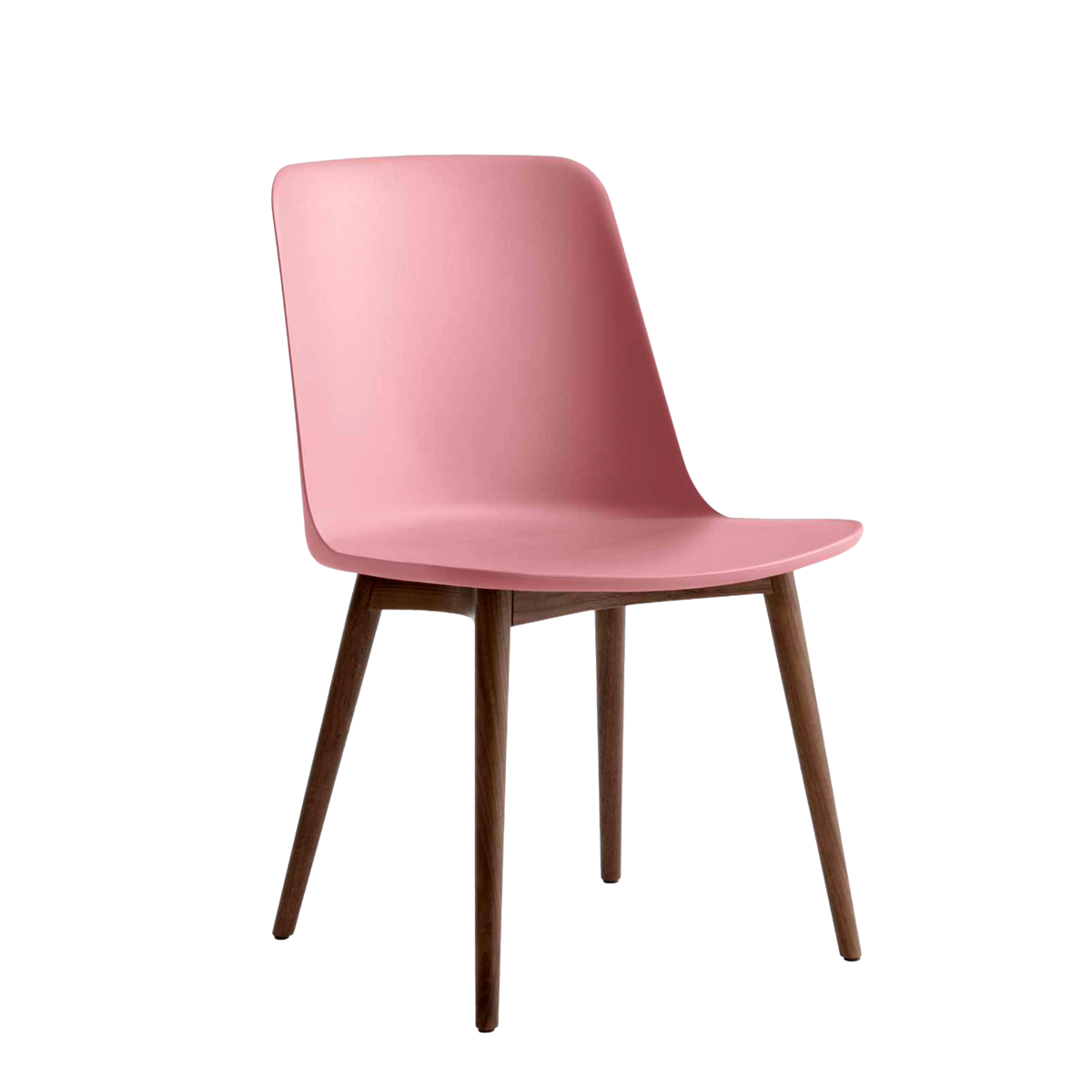 Stoel RELY HW71 lichtroze met een notenhouten basis