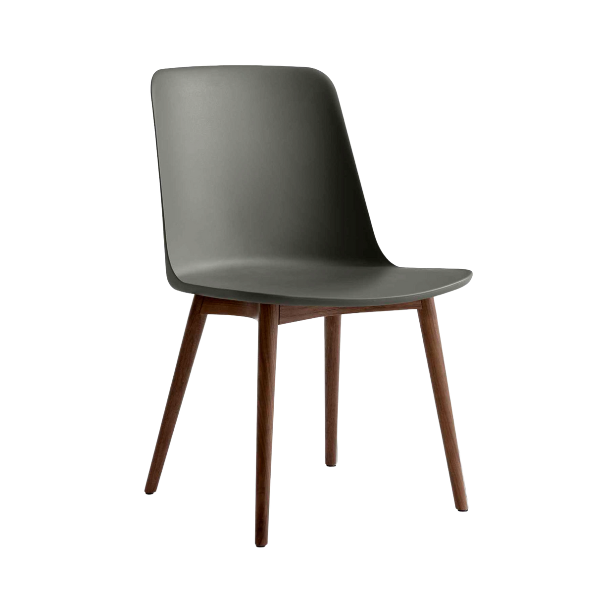 RELY HW71 stoel grafietkleurig met notenhouten basis