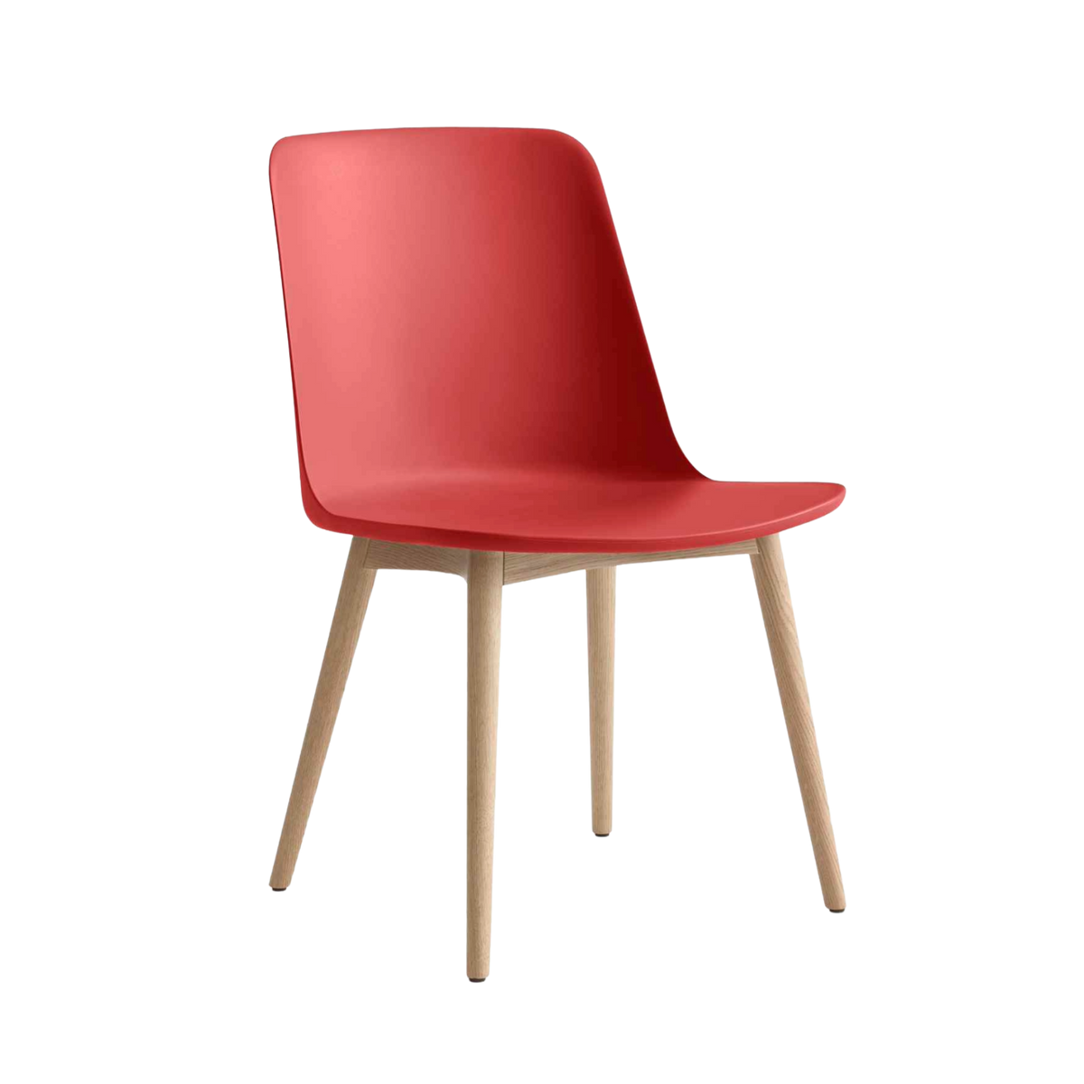 RELY HW71 stoel rood met eiken basis