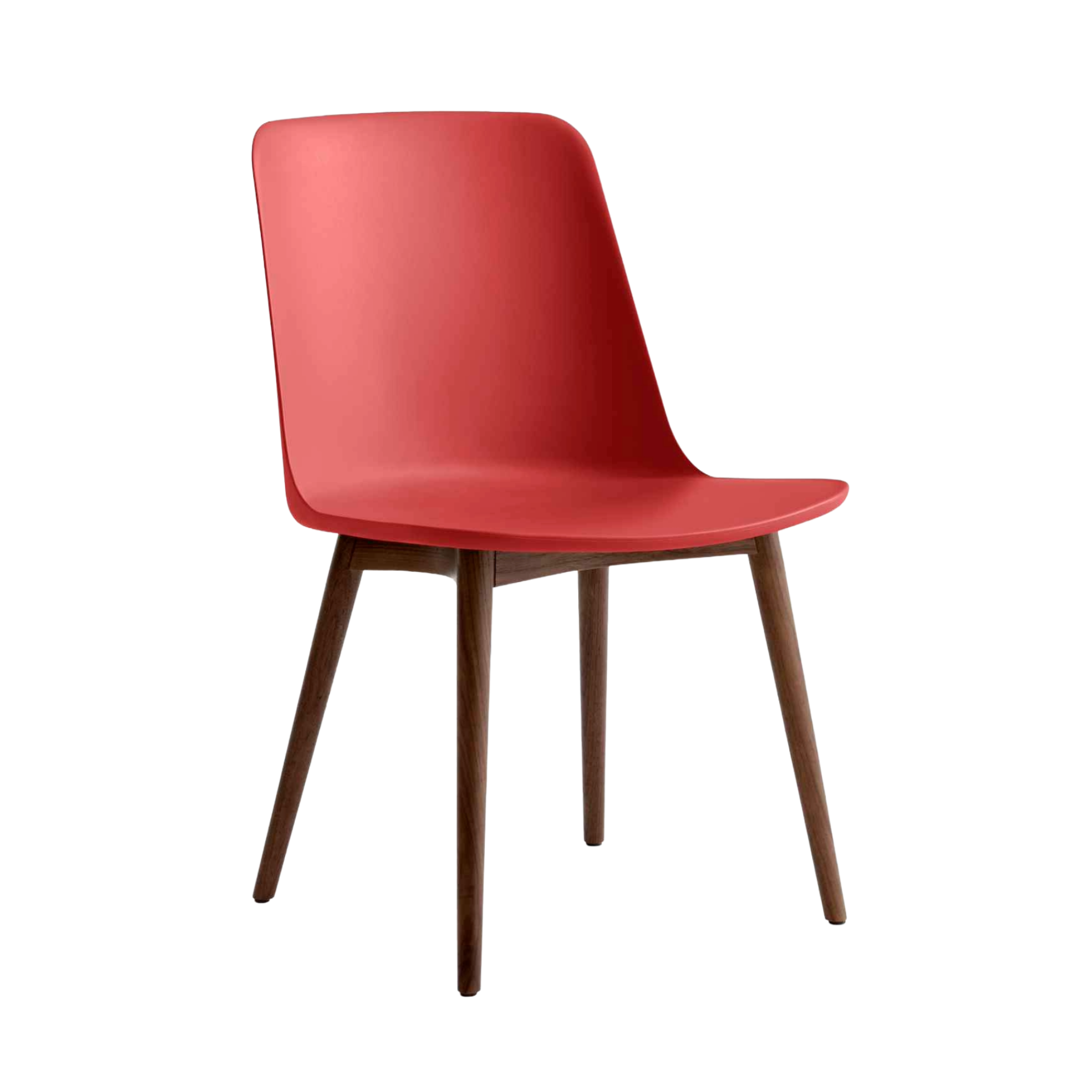 Stoel RELY HW71 rood met een notenhouten basis