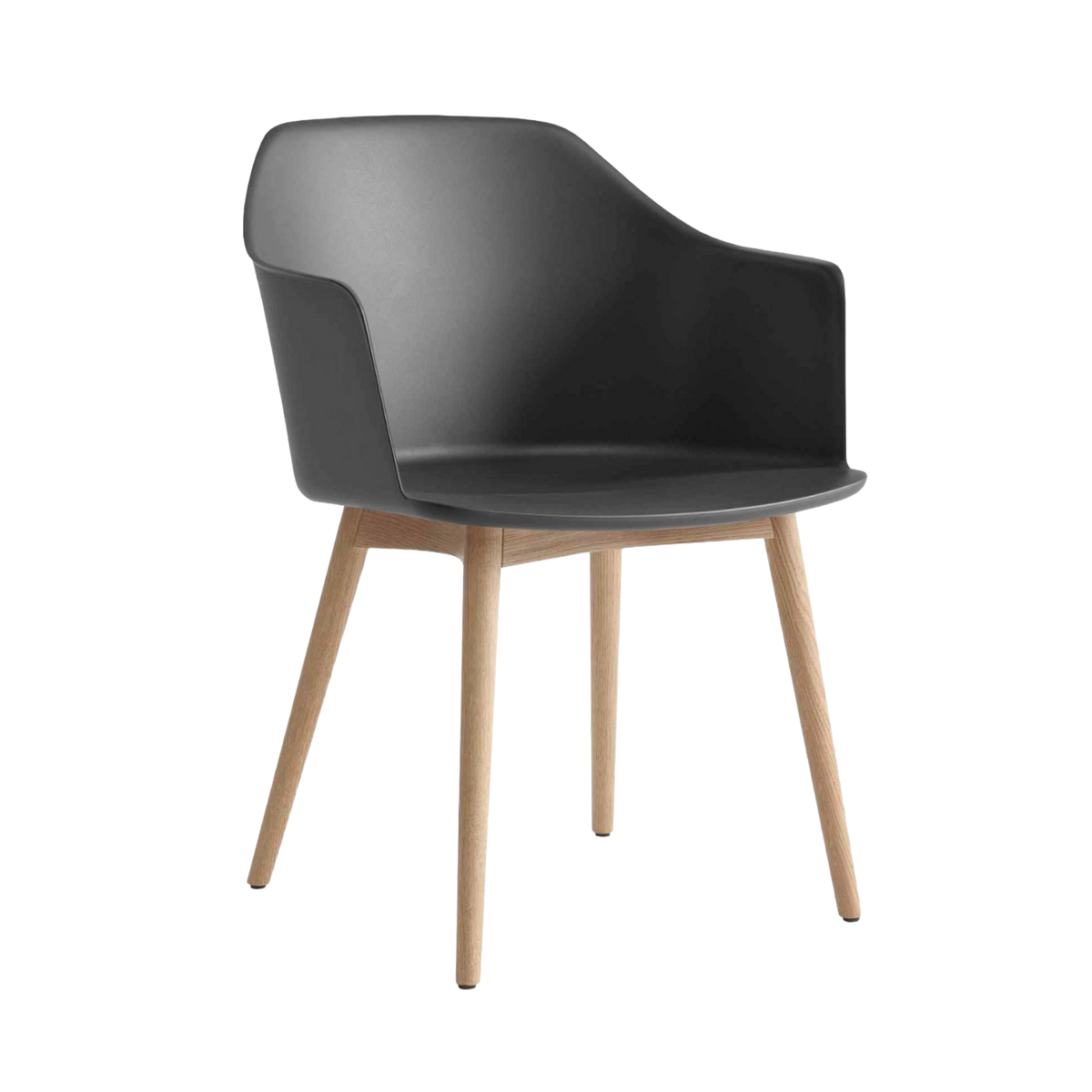 RELY HW76 fauteuil met armleuningen in grafiet met een eiken basis