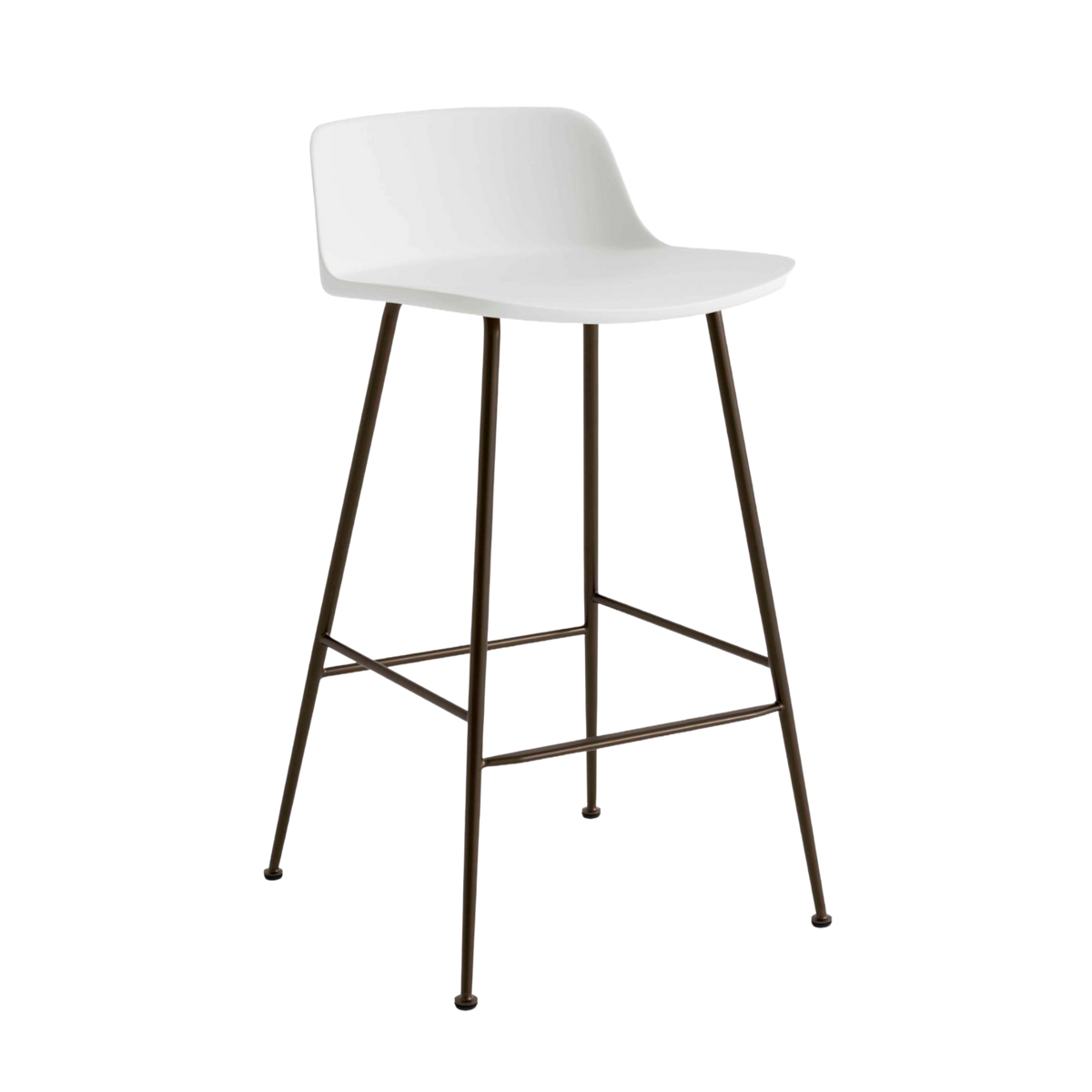 Hocker RELY wit met een bruine stalen basis