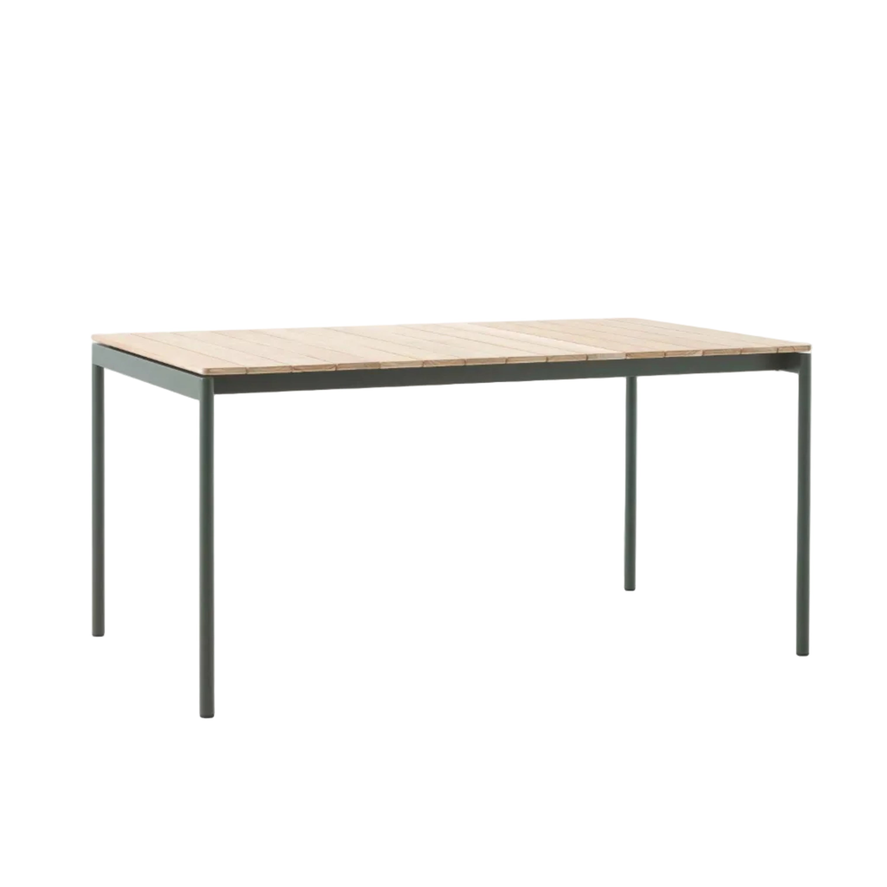 Buiten tafel VILLE teakhout met een donkergroene basis