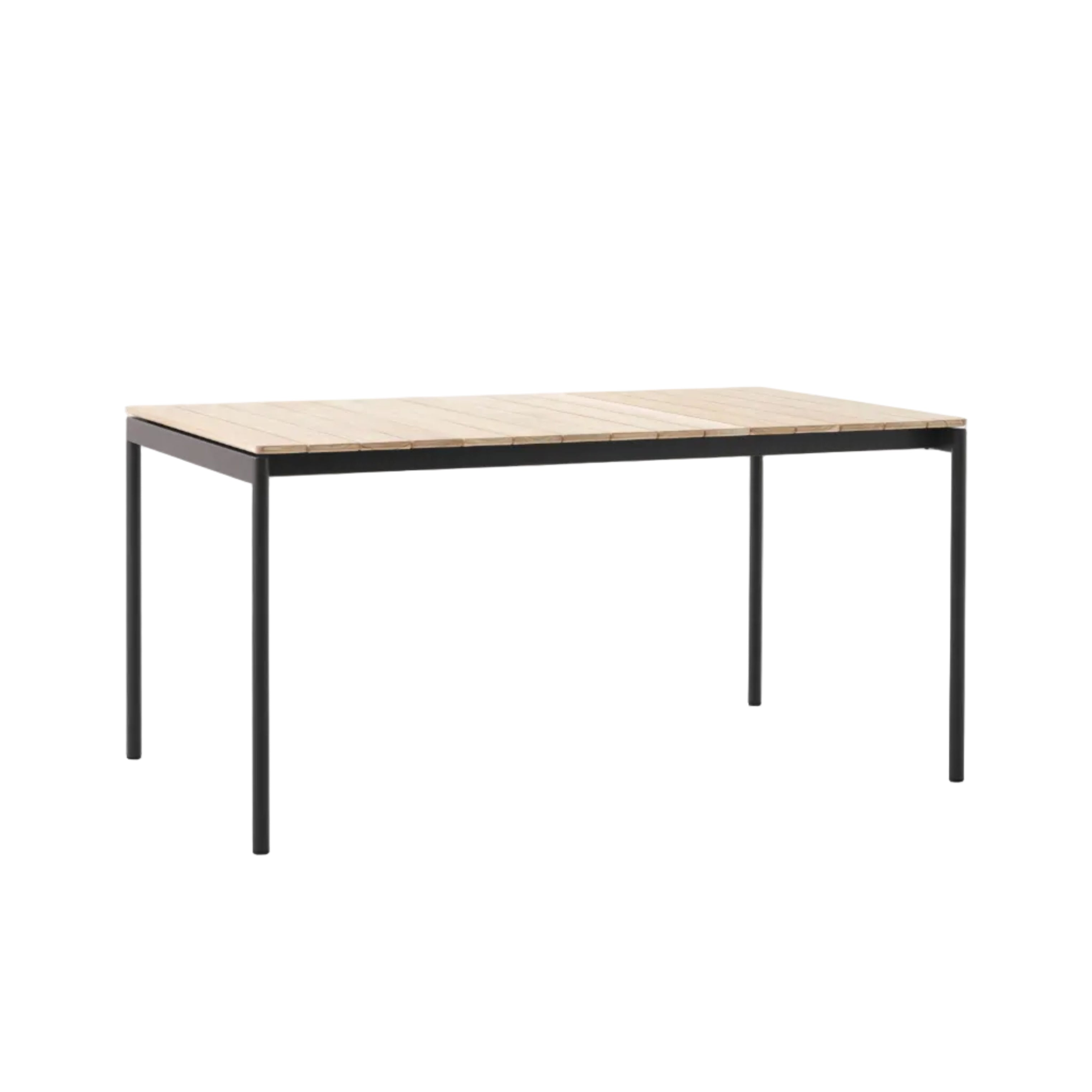 Buiten tafel VILLE teakhout met zwarte basis