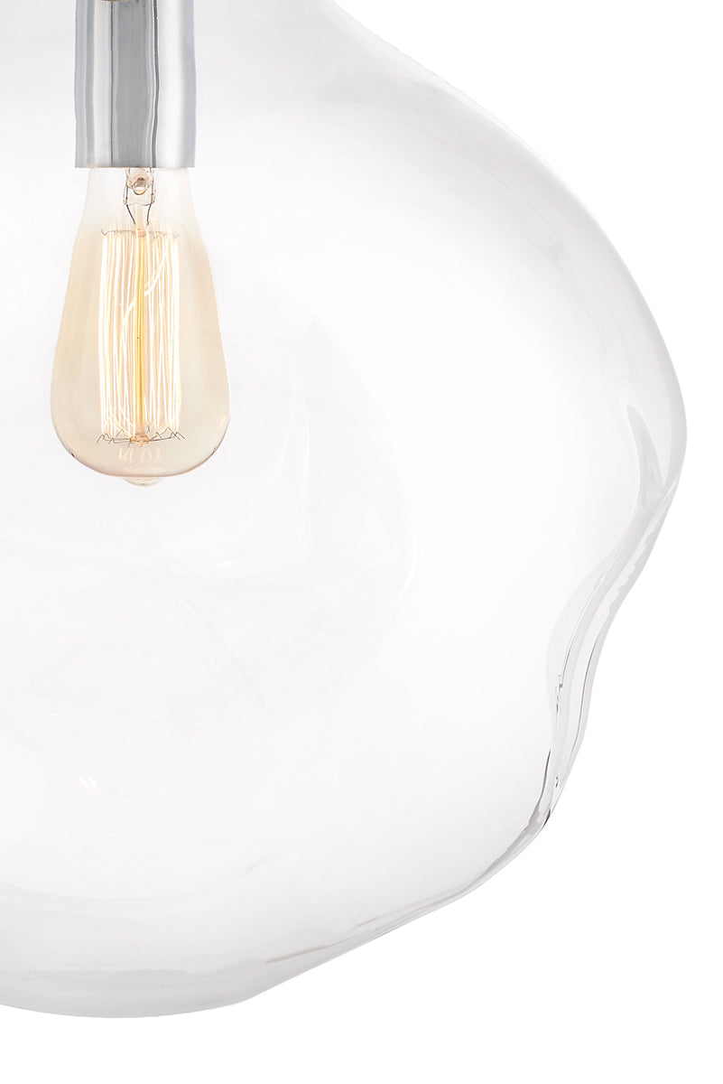 AVIA 3 three-point pendant lamp transparent with silver finish