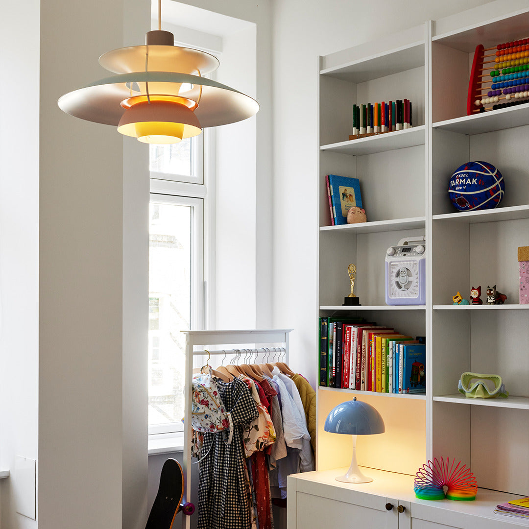 Hanglamp PH 5 pastel oester met blauw en roze