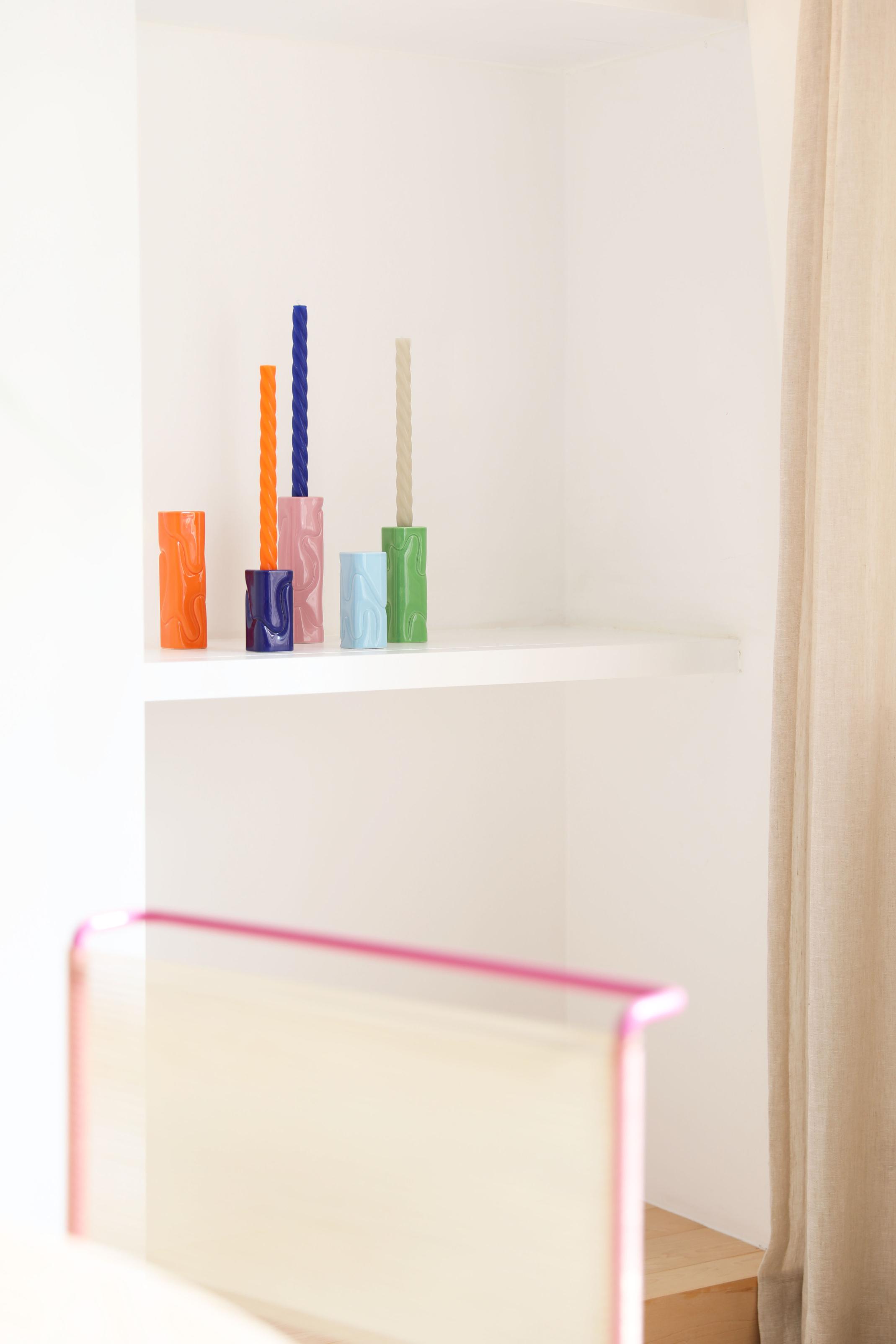 Kaarsenhouder PUFFY lichtblauw