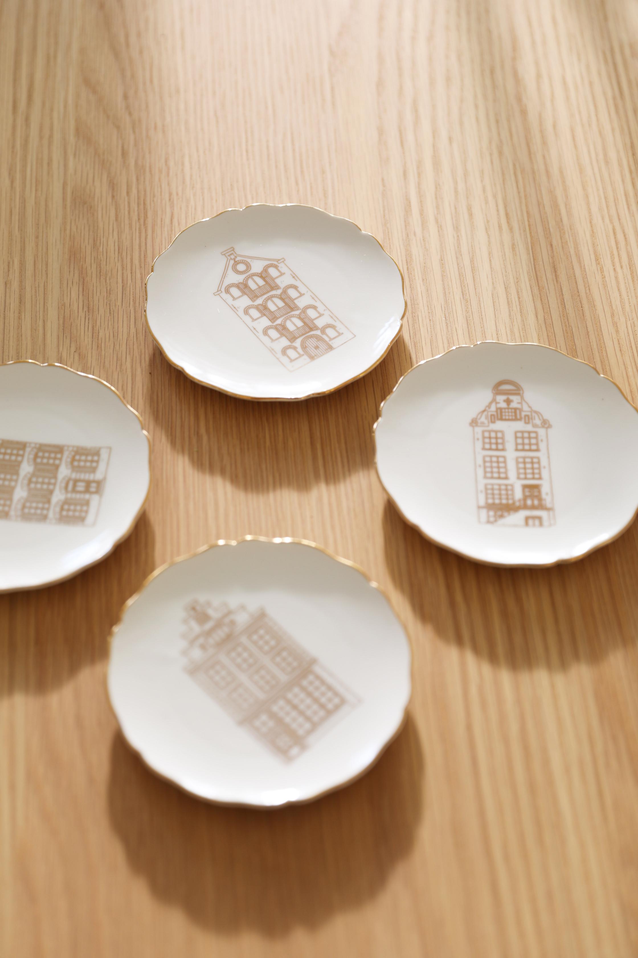 Dessertbordenset CANAL HOUSE beige met goud