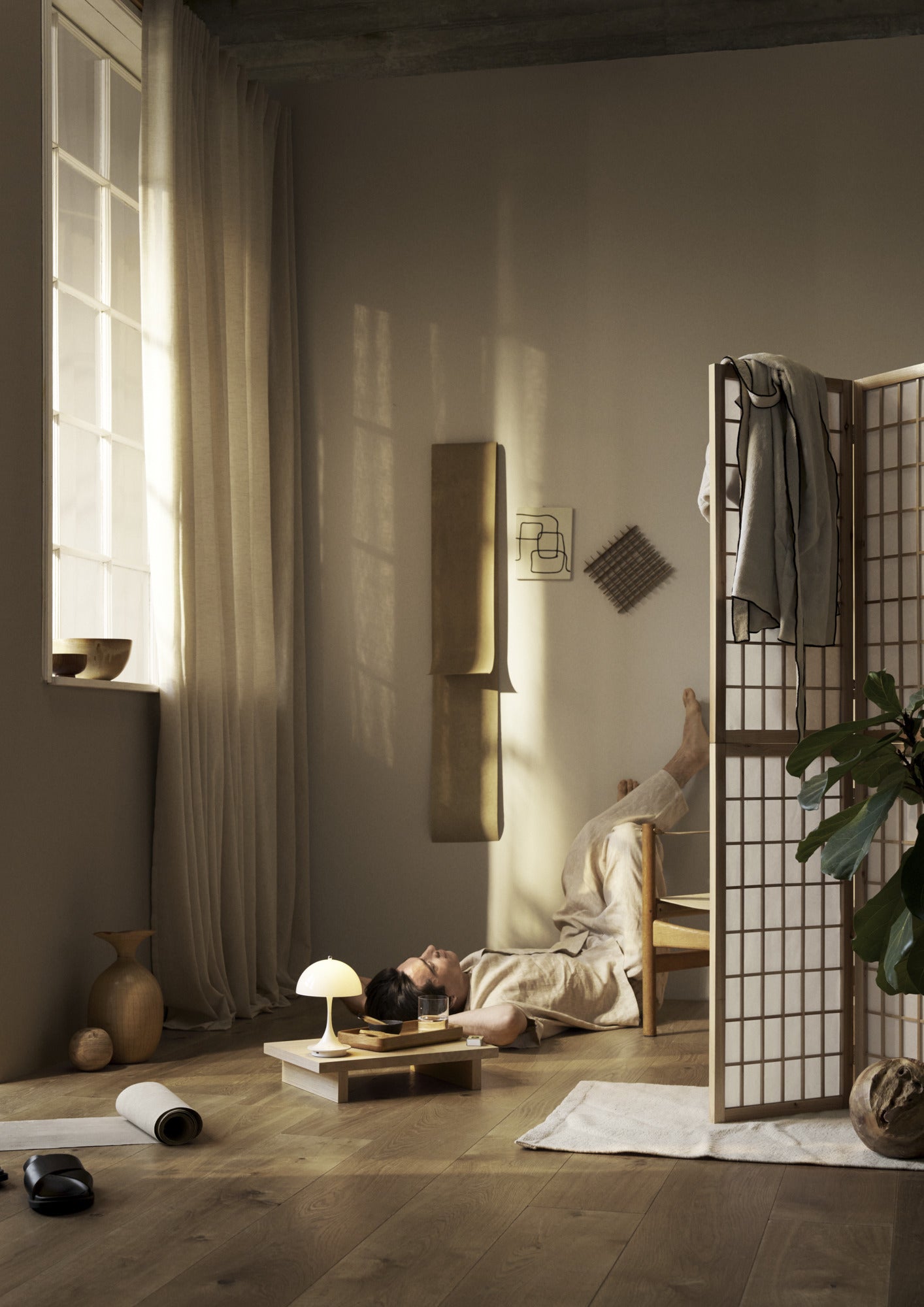 Portable Lamp PANTHELLA 250 Beige Opal