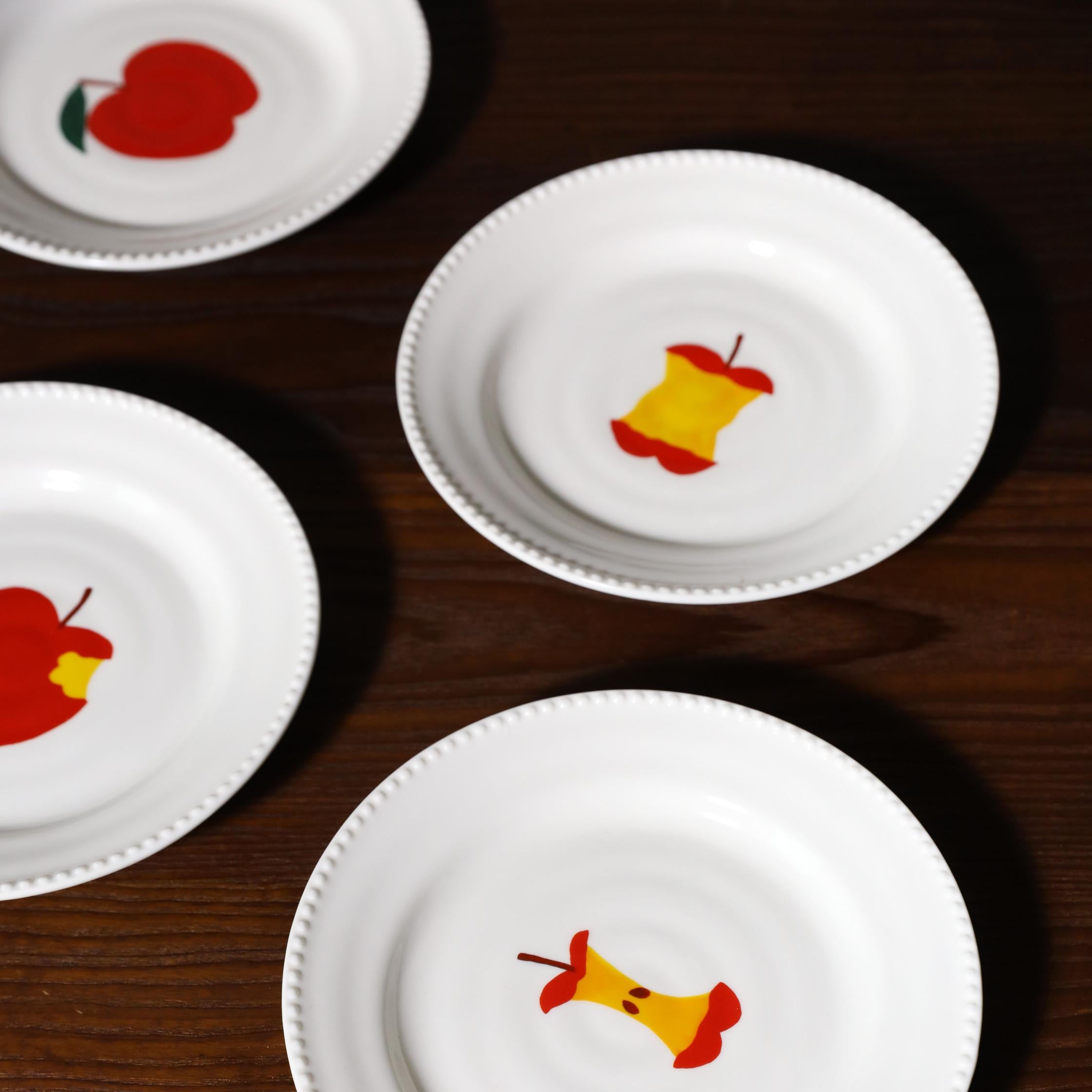 Dessertteller-Set HAINES weiß mit rot und orange