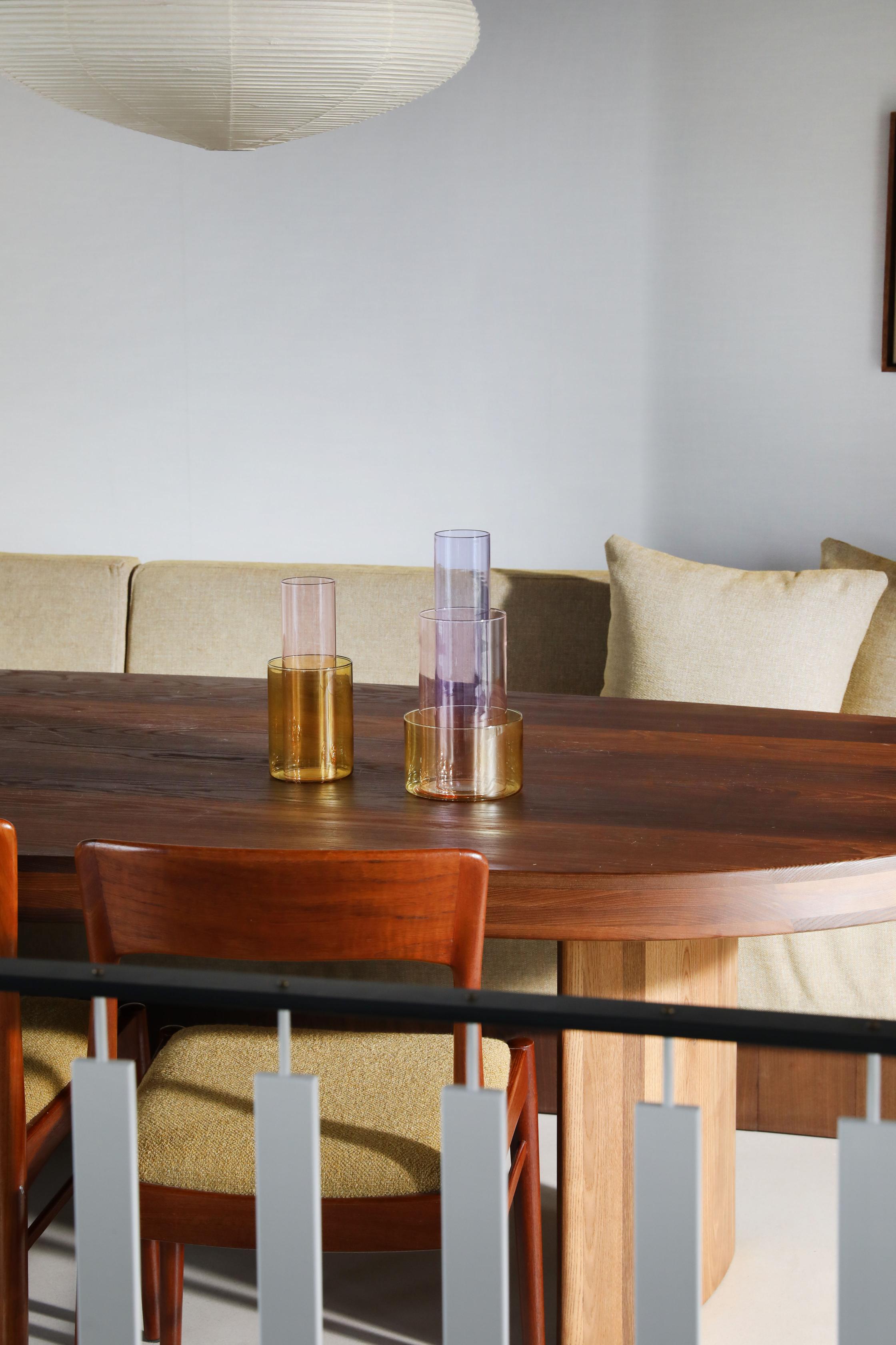 Vase AMPHI lila mit rosa und gelb