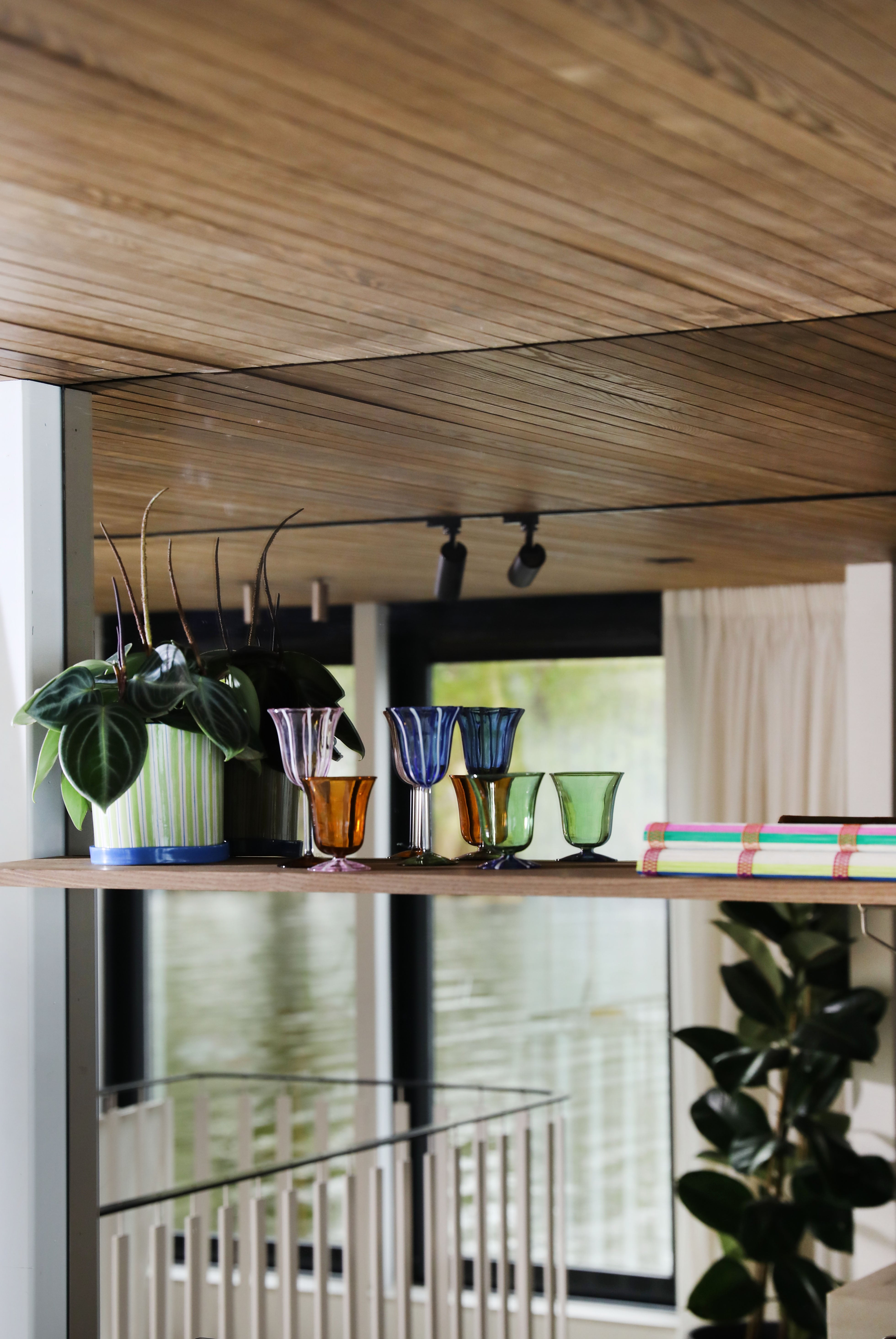 Bloempot RAY groen met blauw