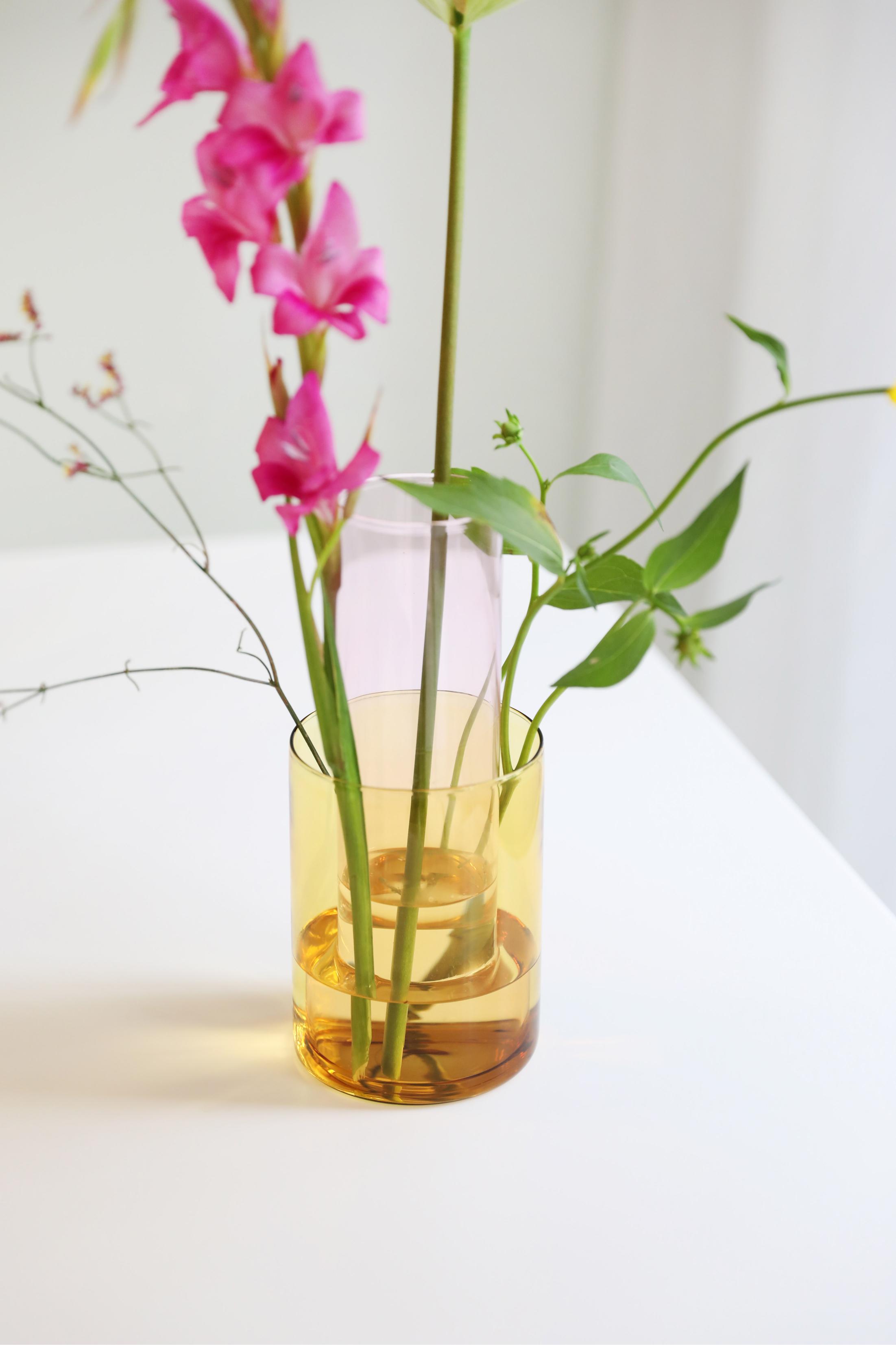 Vase AMPHI rosa mit Gelb