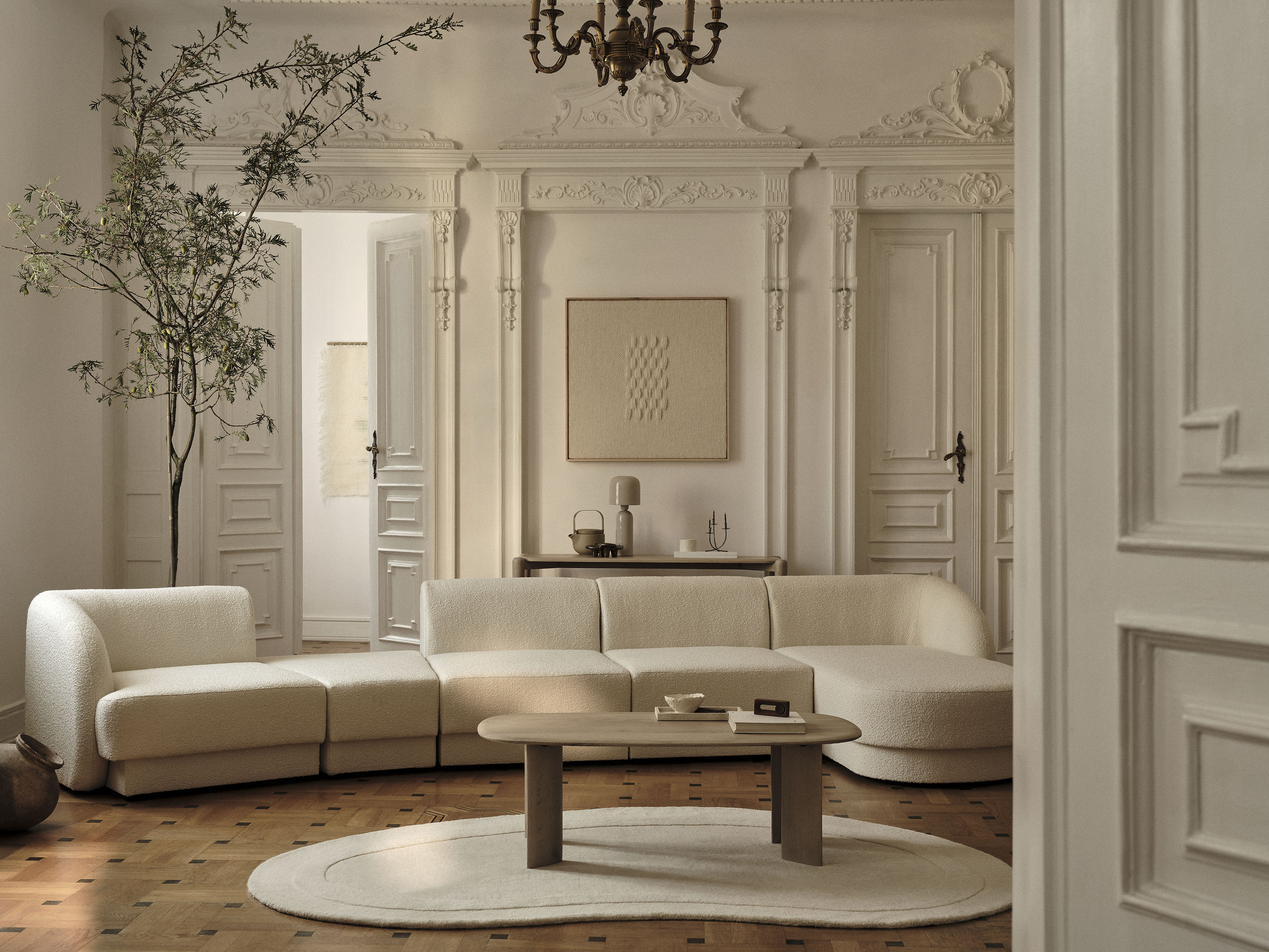 Modulares Samt-Ecksofa rechtsseitig für 7 Personen MILEY schwarz