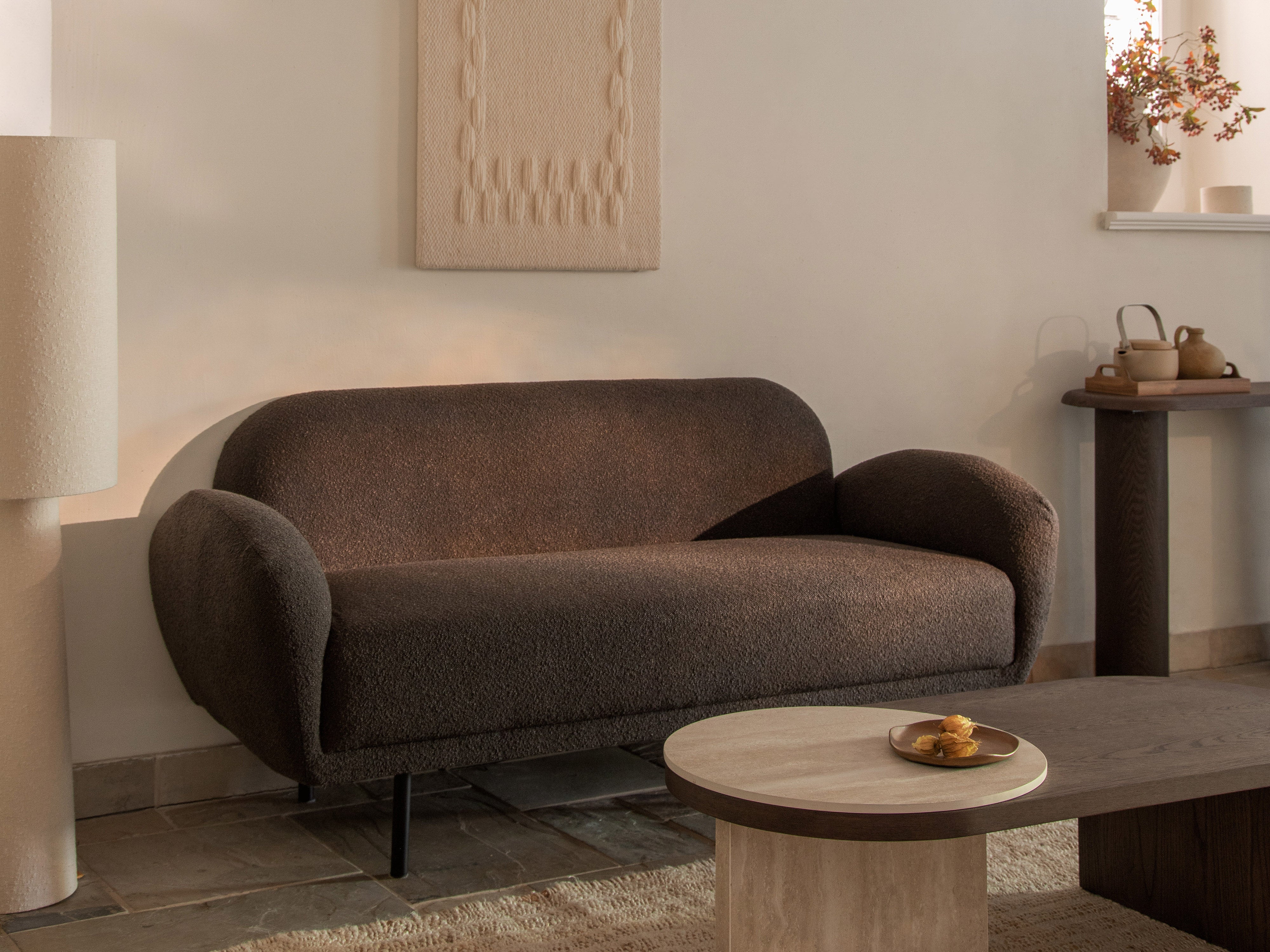 Sofa 2,5-sitzige POPPY sandfarbener Chenille