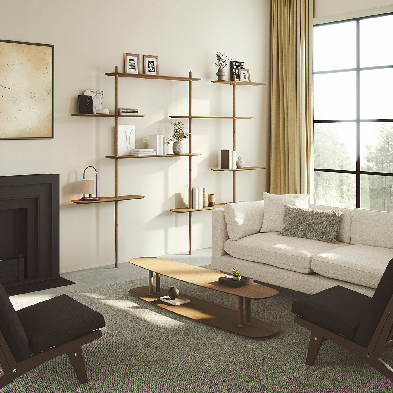 Wandregal AXIS 3 Nussbaumfurnier