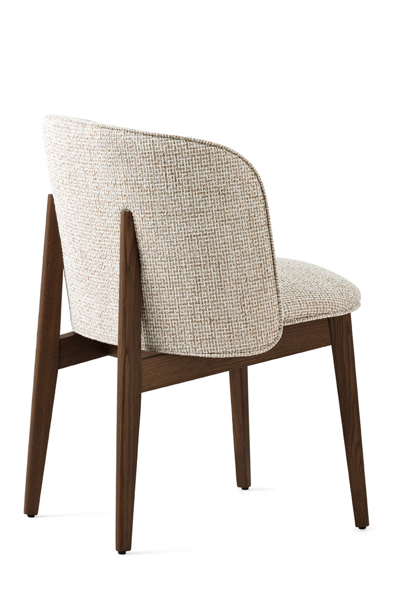 Krzesło z podłokietnikami ABREY tapicerowane z ciemną drewnianą podstawą – Calligaris