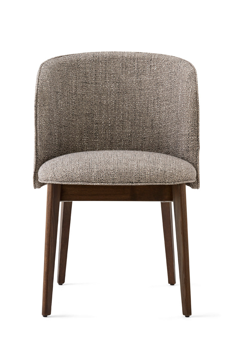Krzesło z podłokietnikami ABREY tapicerowane z ciemną drewnianą podstawą – drewno, Calligaris