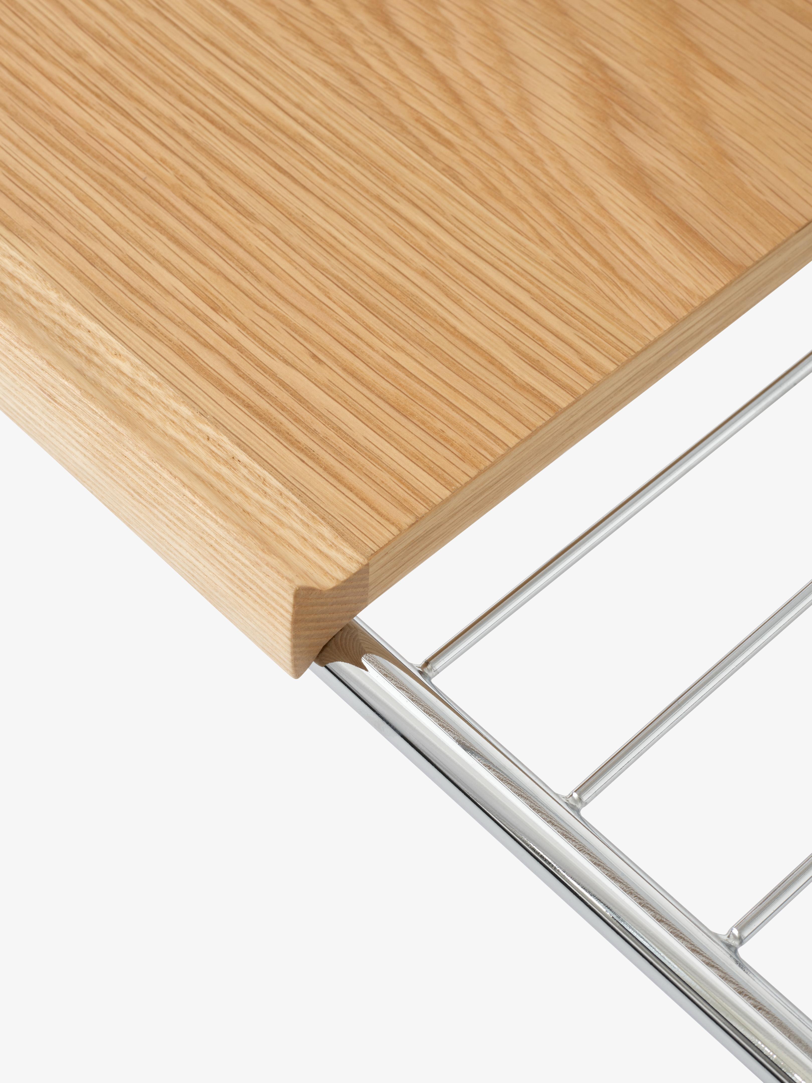 ALIMA NDS1 wagentje met verchroomd frame en gelakt eikenhout