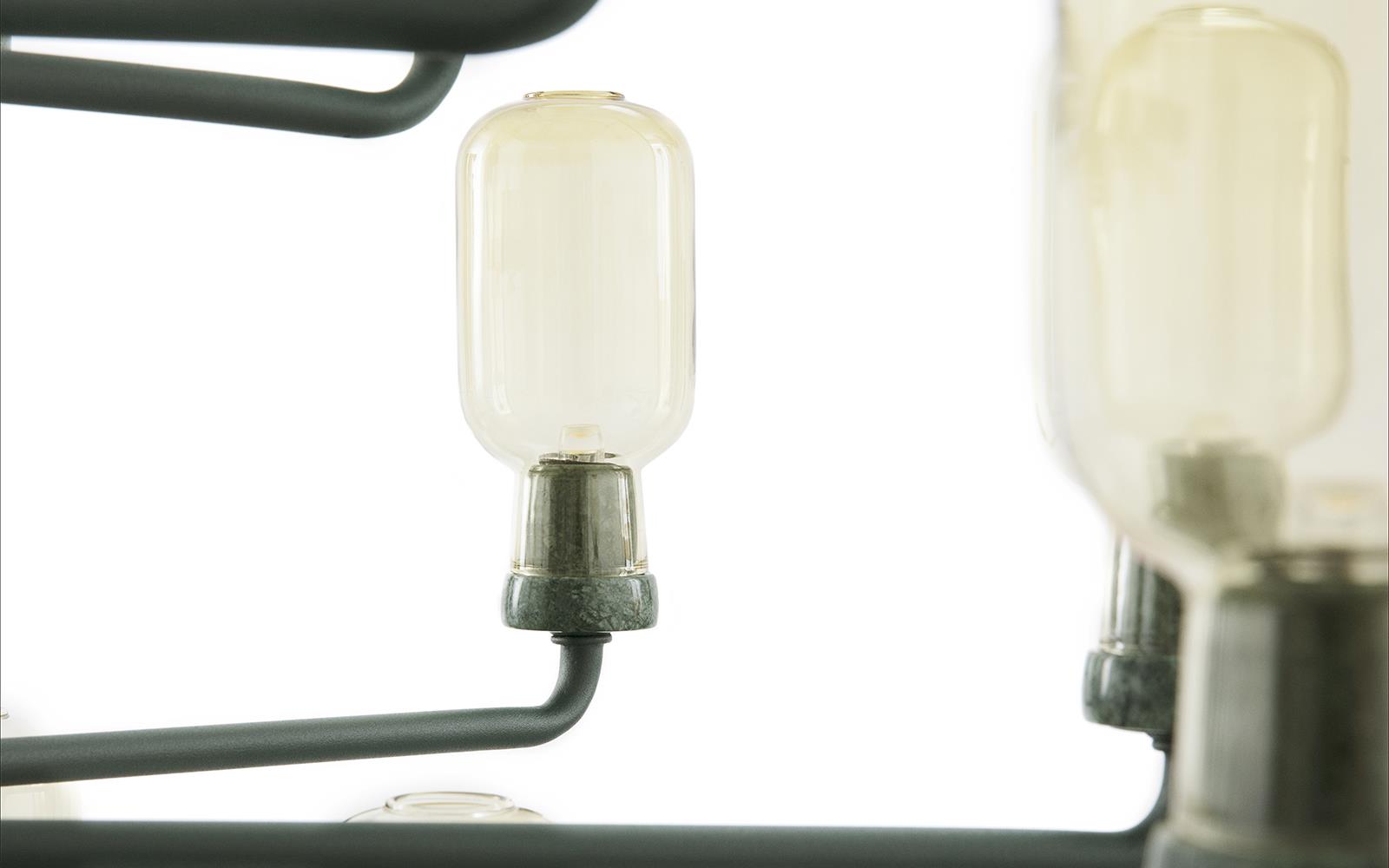 AMP Kronleuchter Gelbes Glas mit grünem Marmor