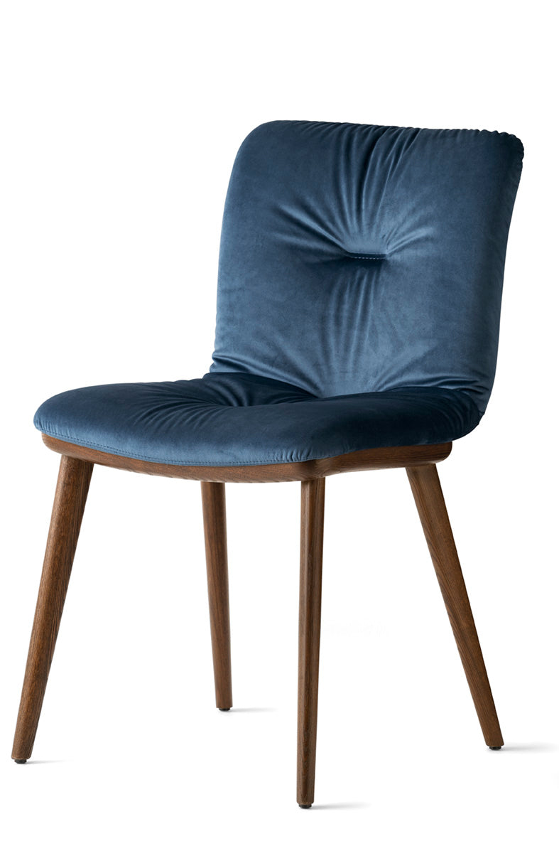 Krzesło ANNIE SOFT tapicerowane z ciemną drewnianą podstawą – Calligaris