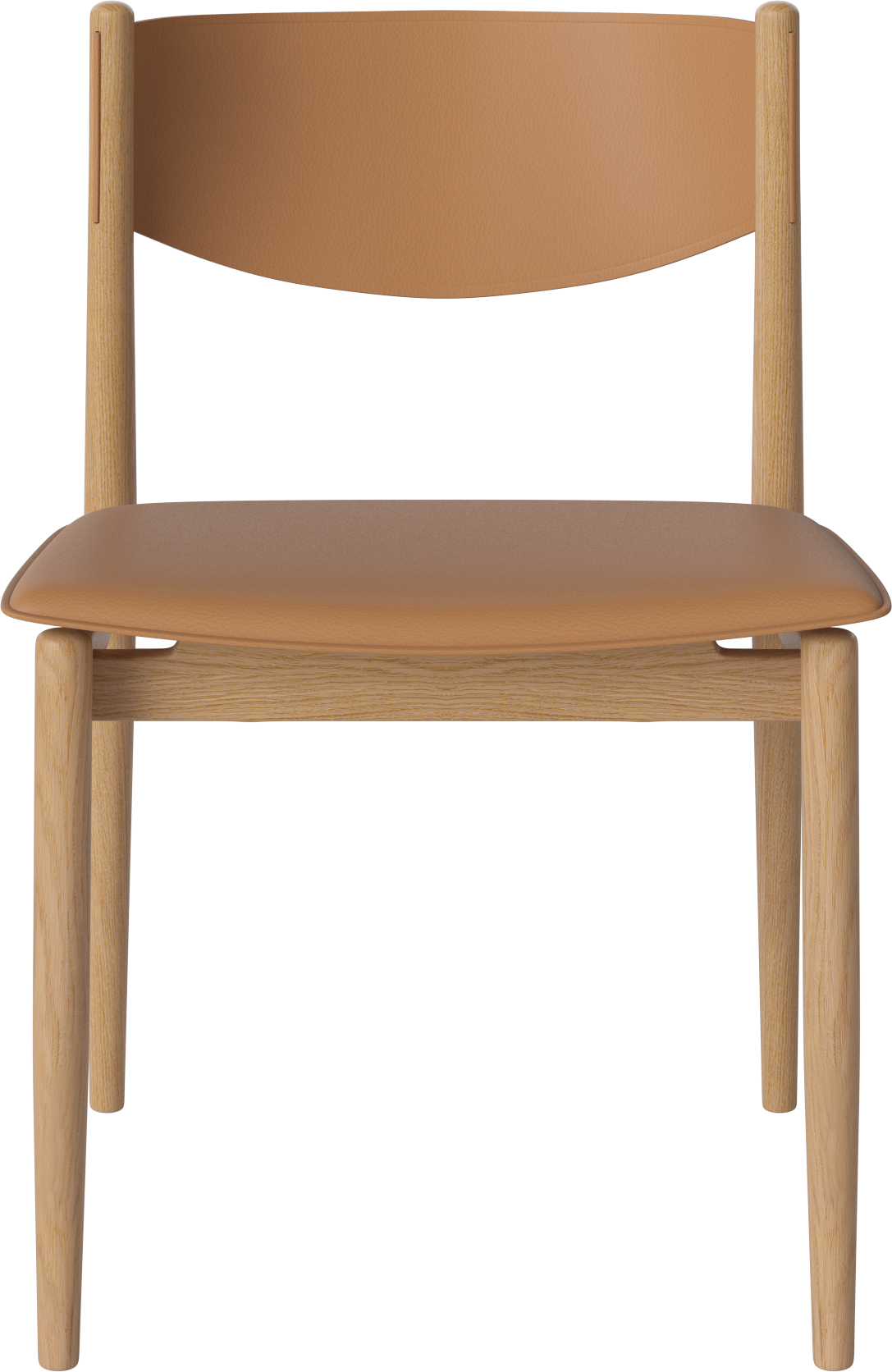 Stoel APELLE cognacleer met eiken basis