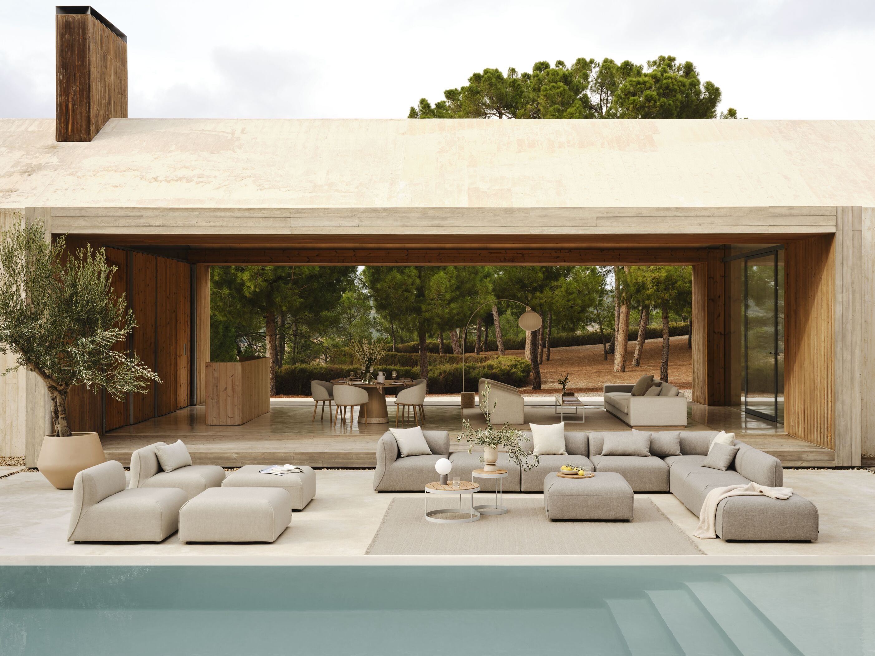 3-module buitenbank ARKE gestoffeerd