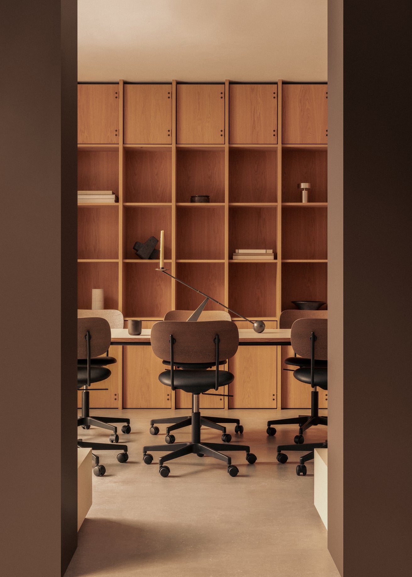 Cream laminate table with chrome base