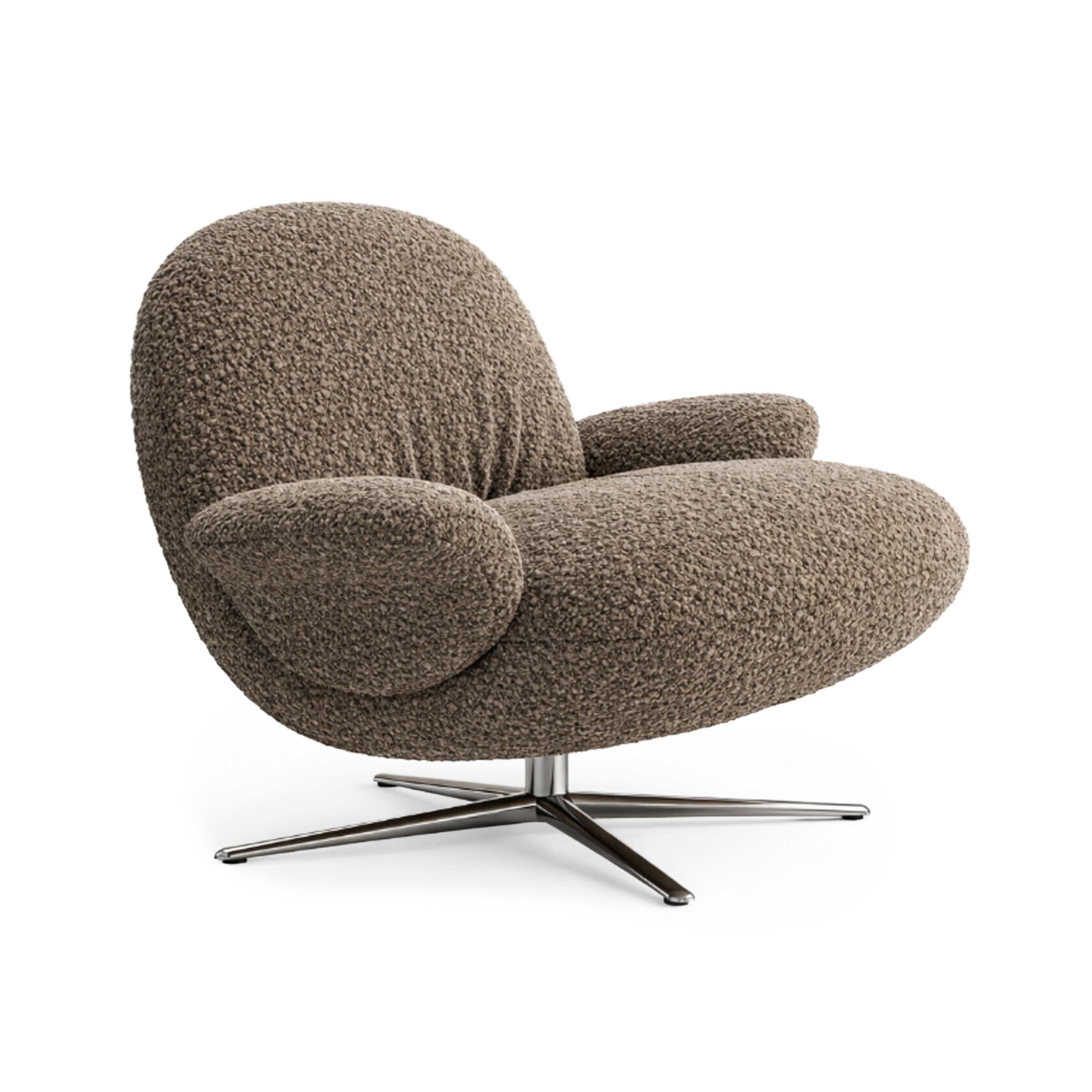 Fotel BAOZA bruin met een aluminium basis