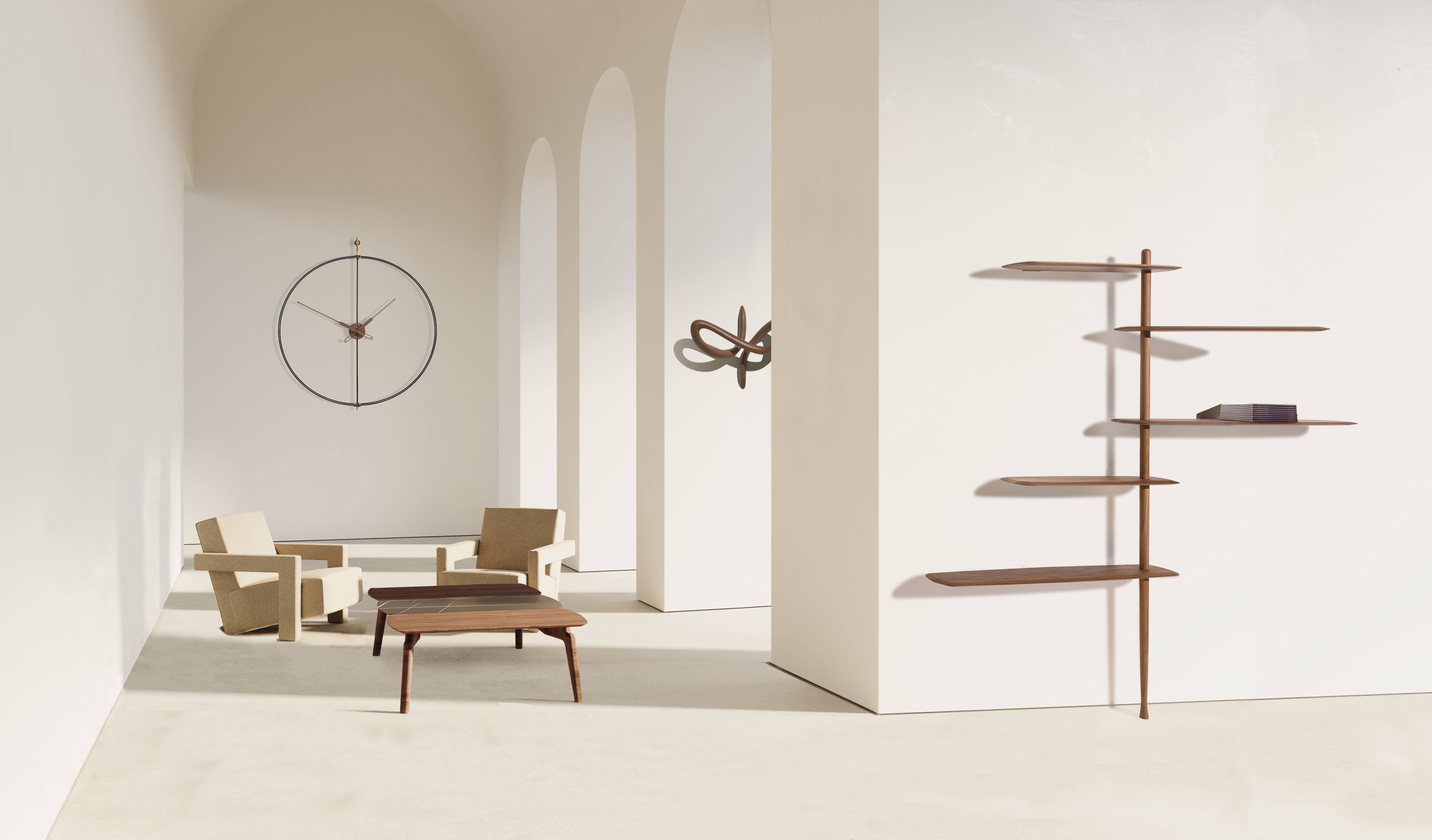 Wandklok BARCELONA PREMIUM notenhout met zwart