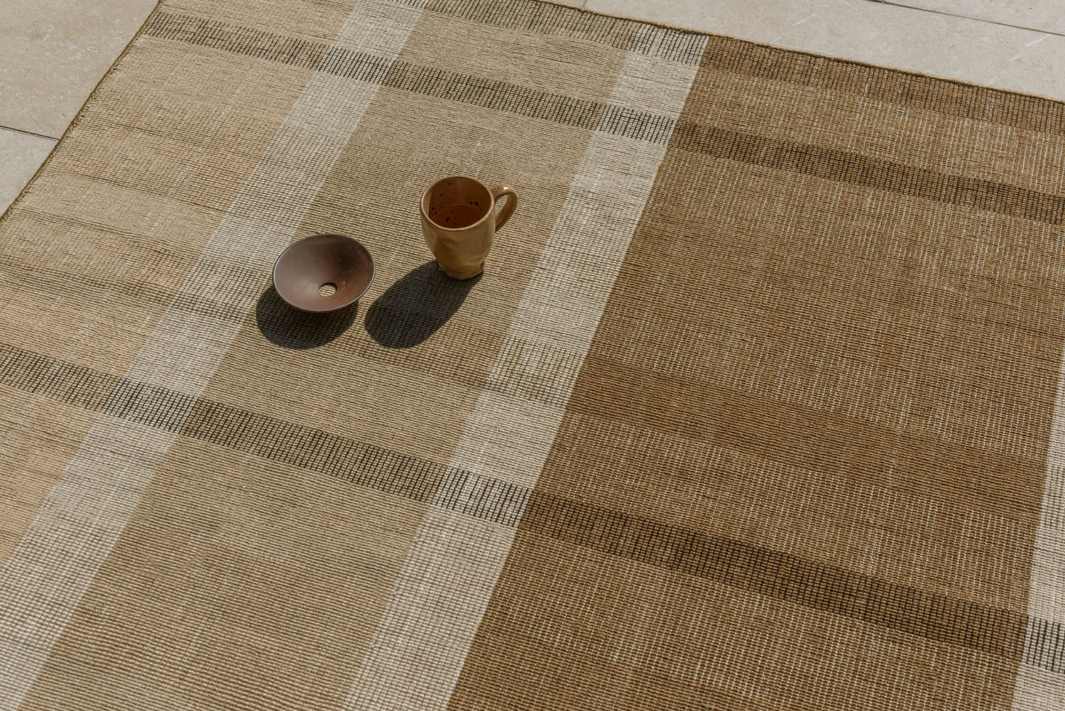 Buitenkleed ZONA BLOCK STRIPE & CHECK bruin-beige