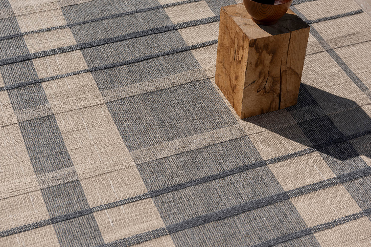 Buitenkleed ZONA BLOCK STRIPE & CHECK blauw-beige