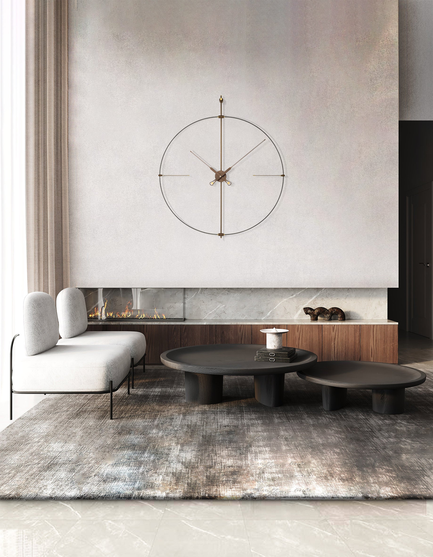 Wandklok BILBAO PREMIUM notenhout met zwart