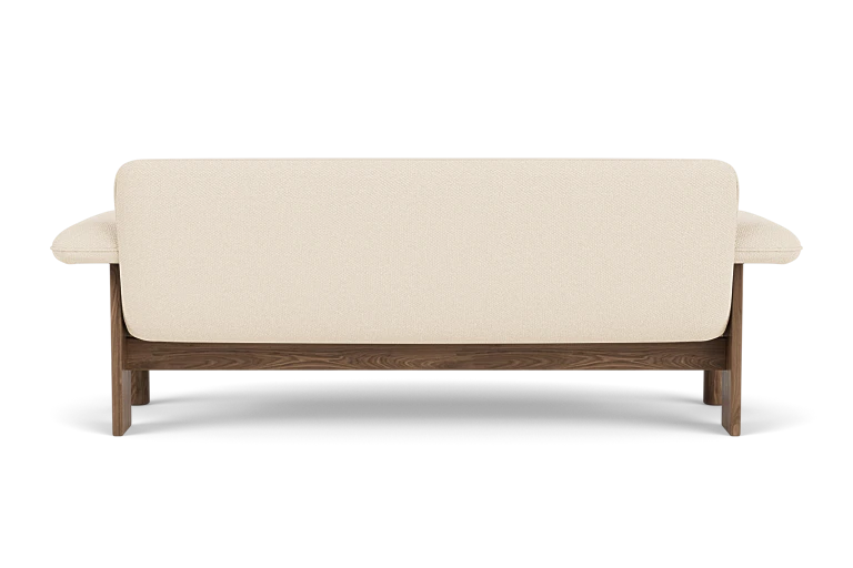 Sofa BRASILIA crème met een notenhouten basis