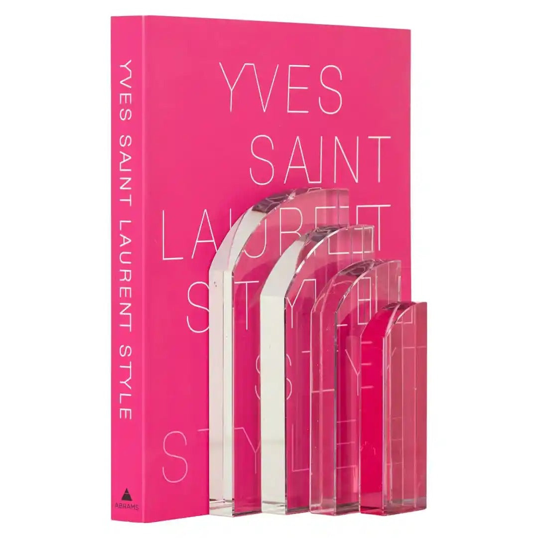 Buchstütze ALISSIA aus rosa Glas