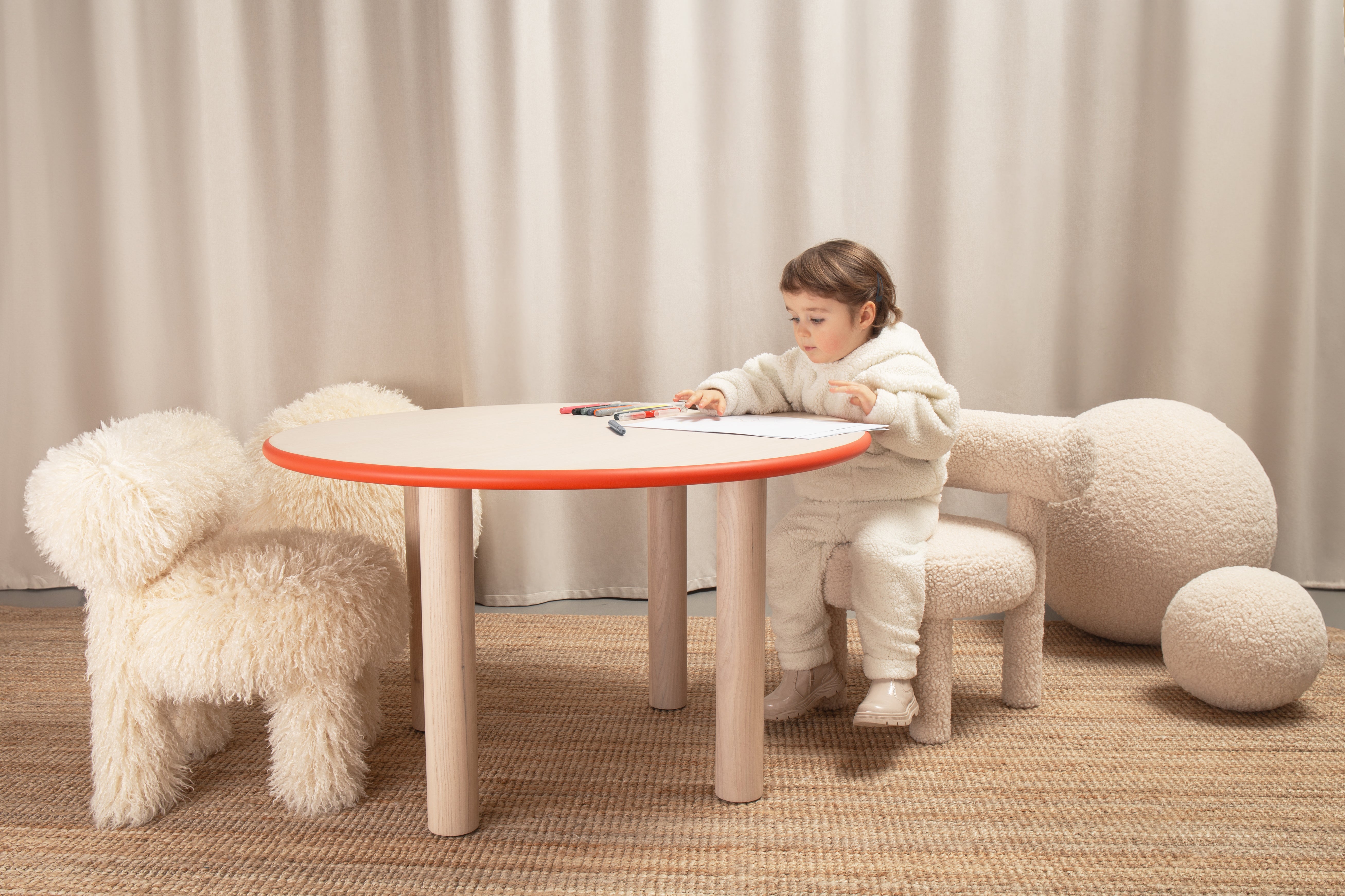 Round Children's Table BABY PAUL Natural Ash Wood