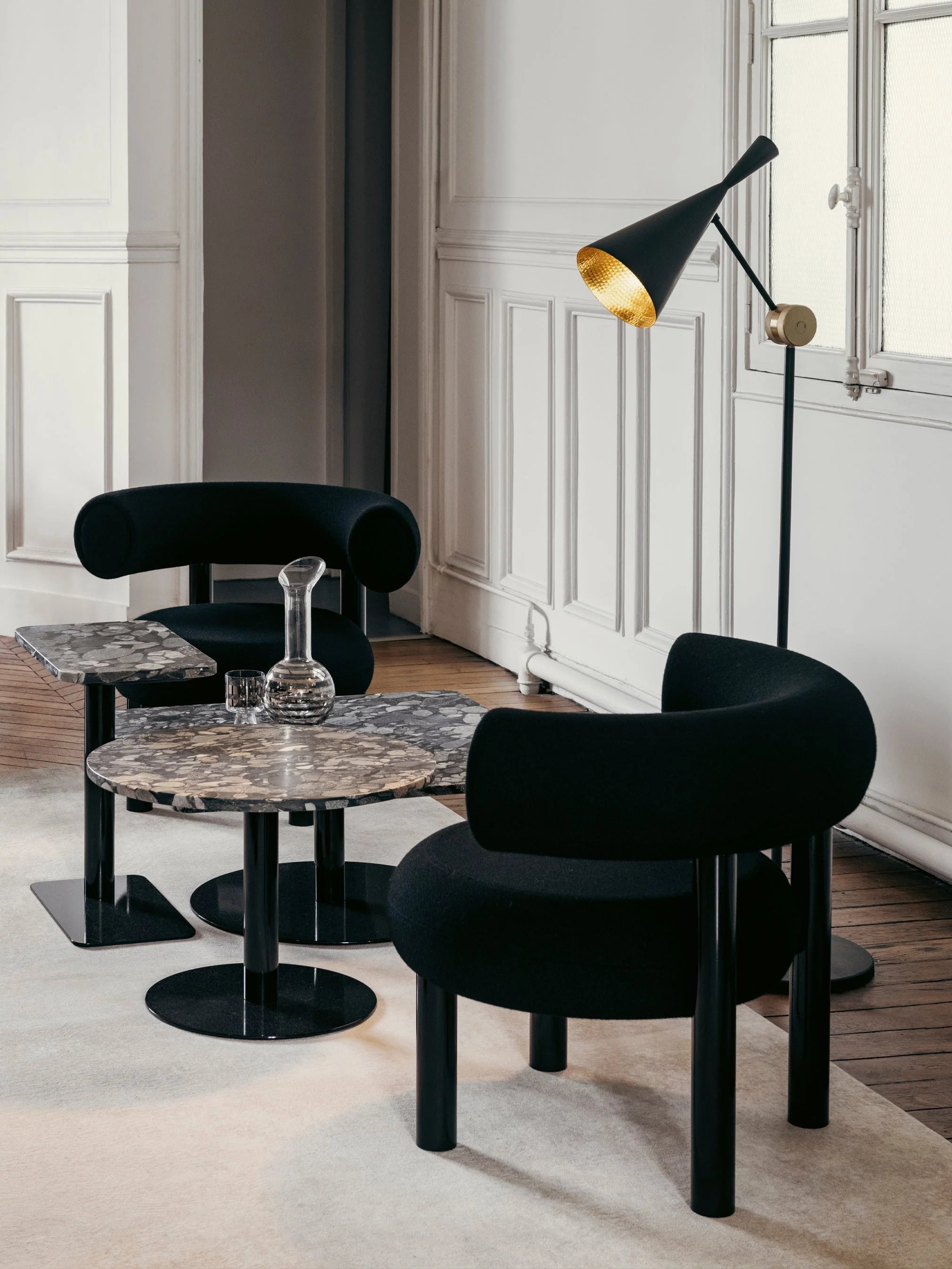 Stehlampe BEAT schwarz mit Kupfer